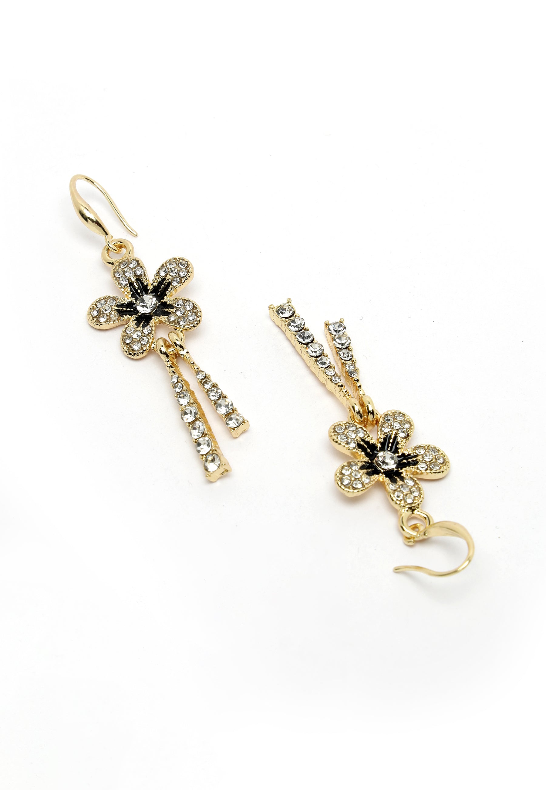 Avant-Garde Paris Gold-Colored Crystal Floral Chimes Earrings