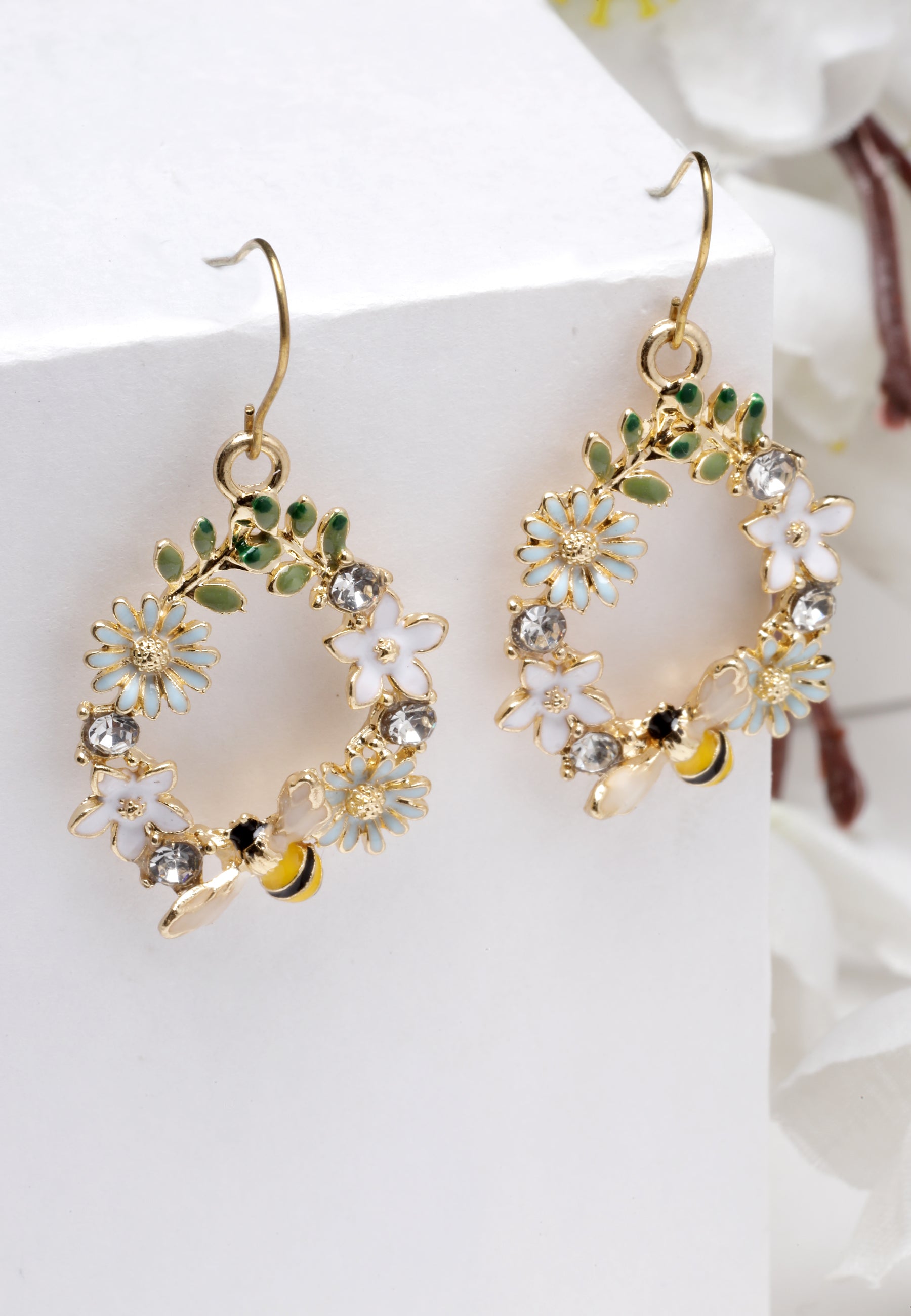Avant-Garde Paris Bee Flower Drop Earrings