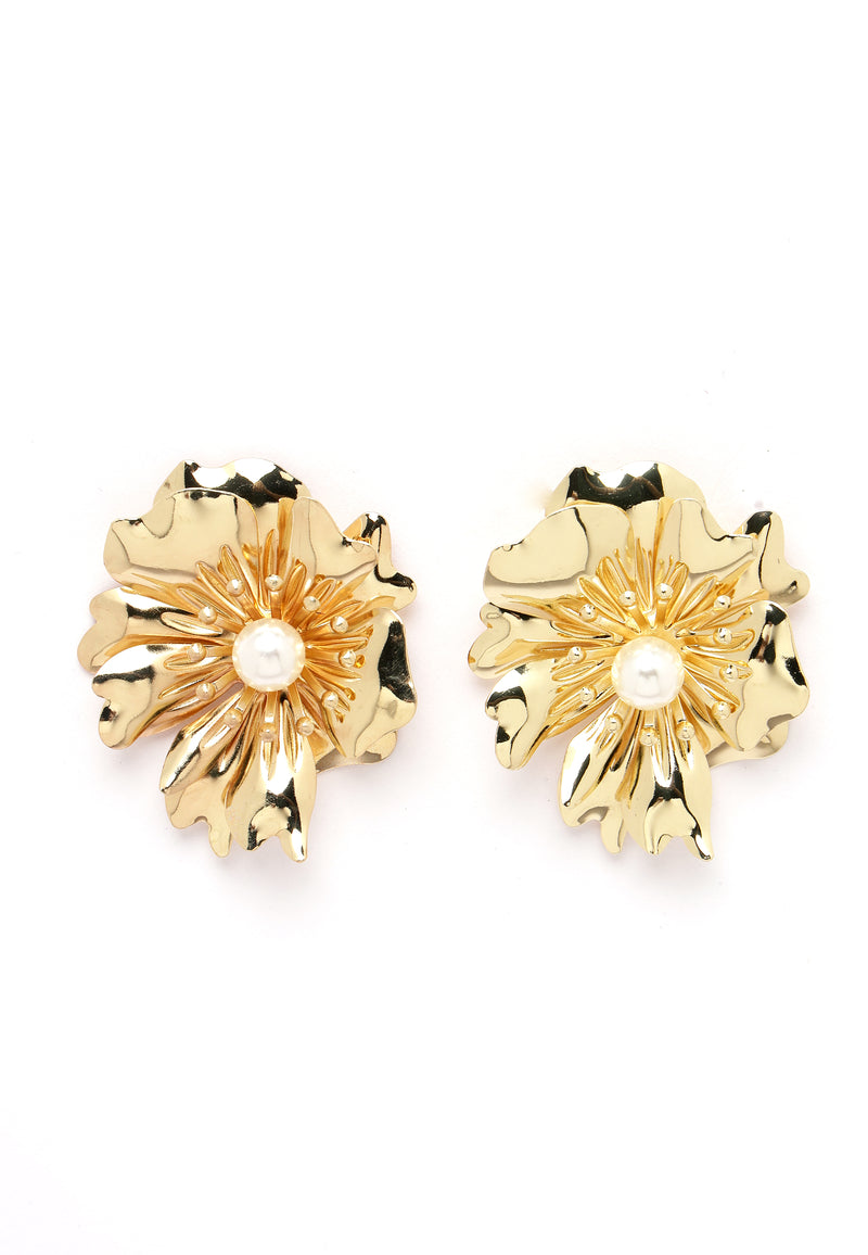 Vintage Pearl Gold-Colored Stud Earrings