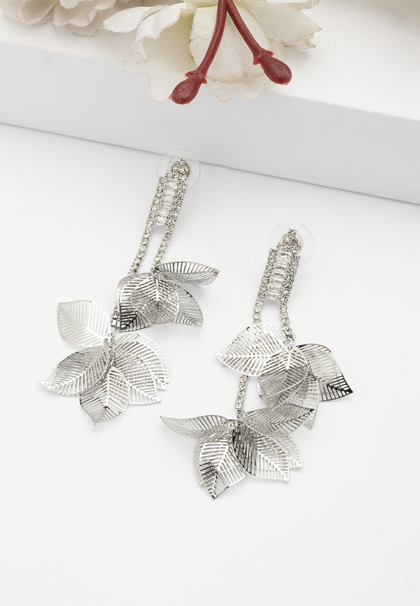 Orecchini Pendenti Foglia di Cristallo