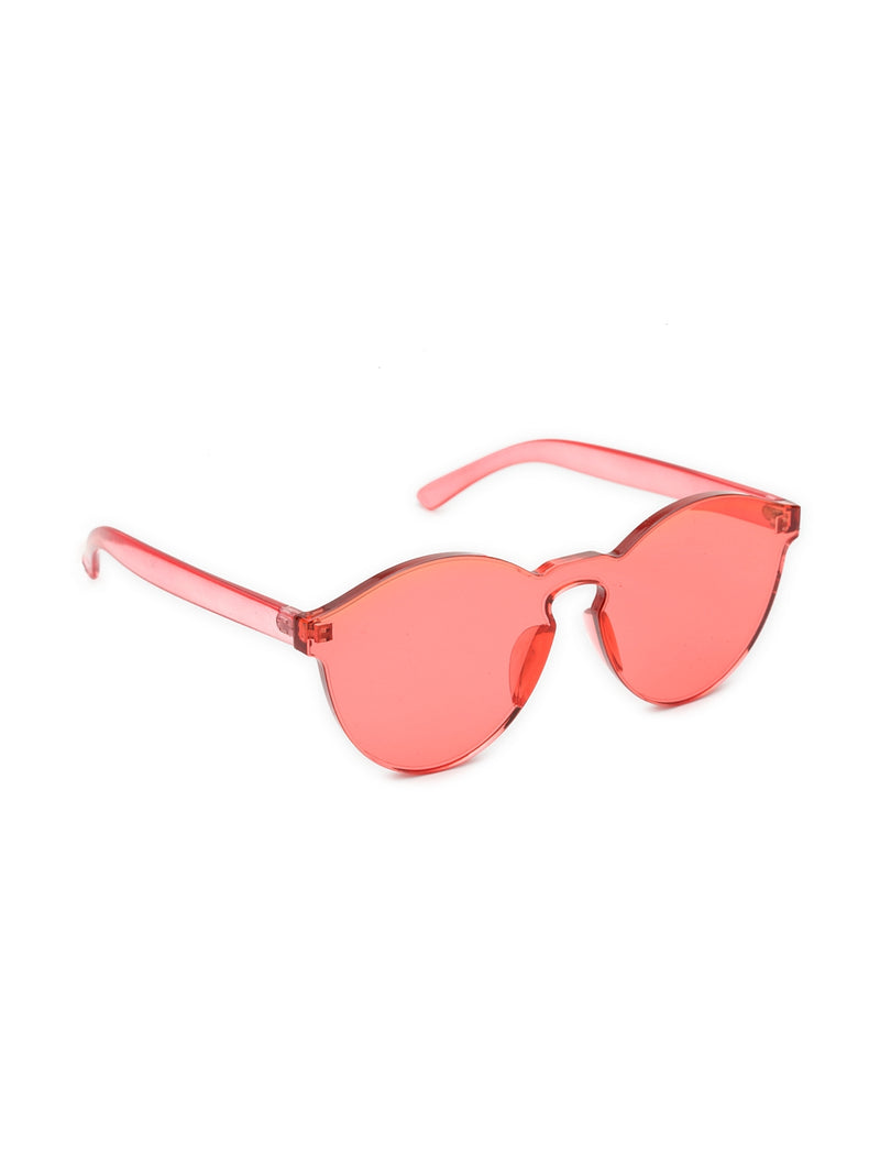 Transparent Rimless One Piece Candy Color Sunglasses