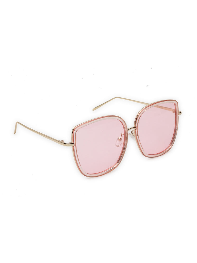 Women oversized summer pink shades trendy transparent sunglasses