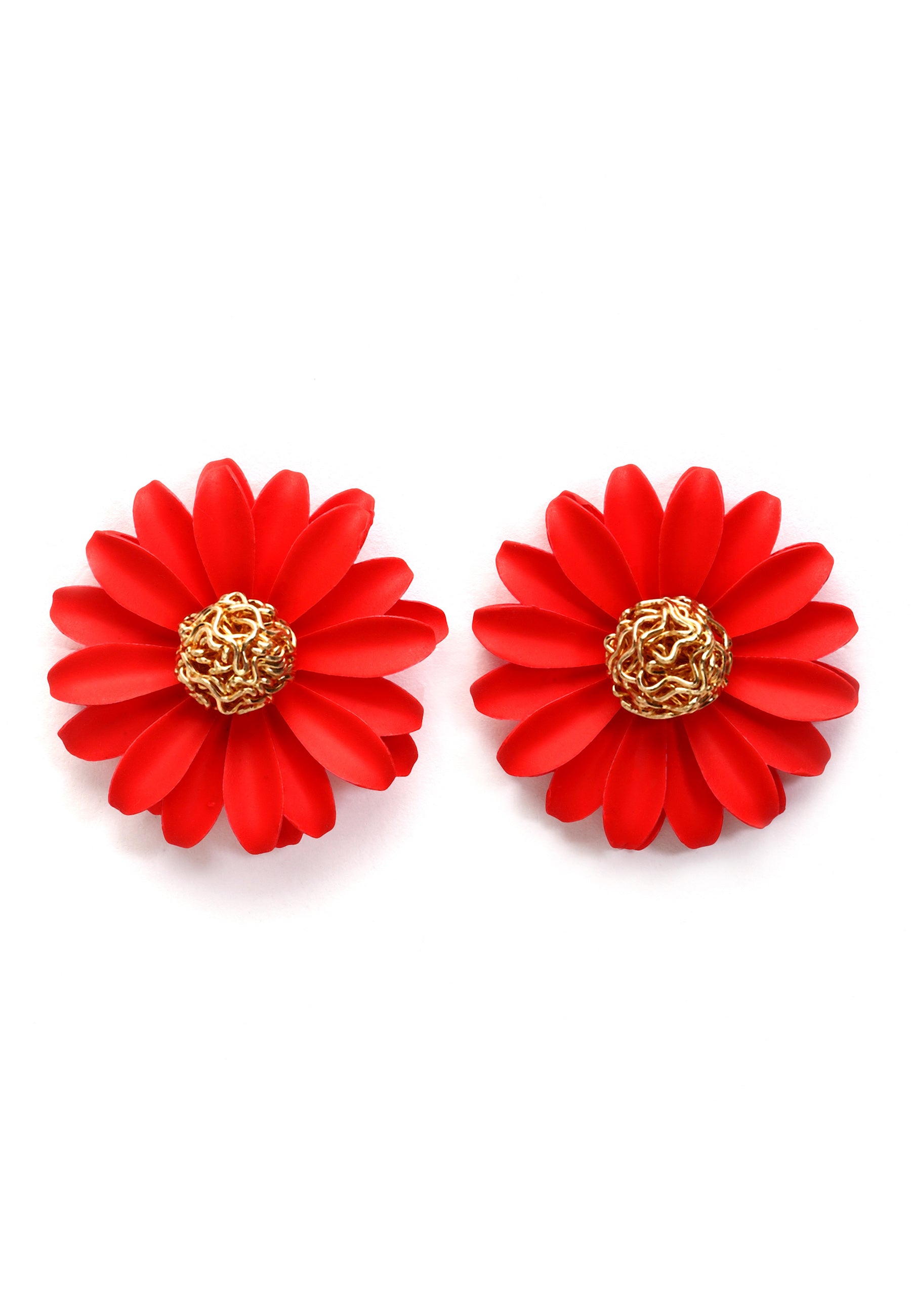 Red Floral Studs