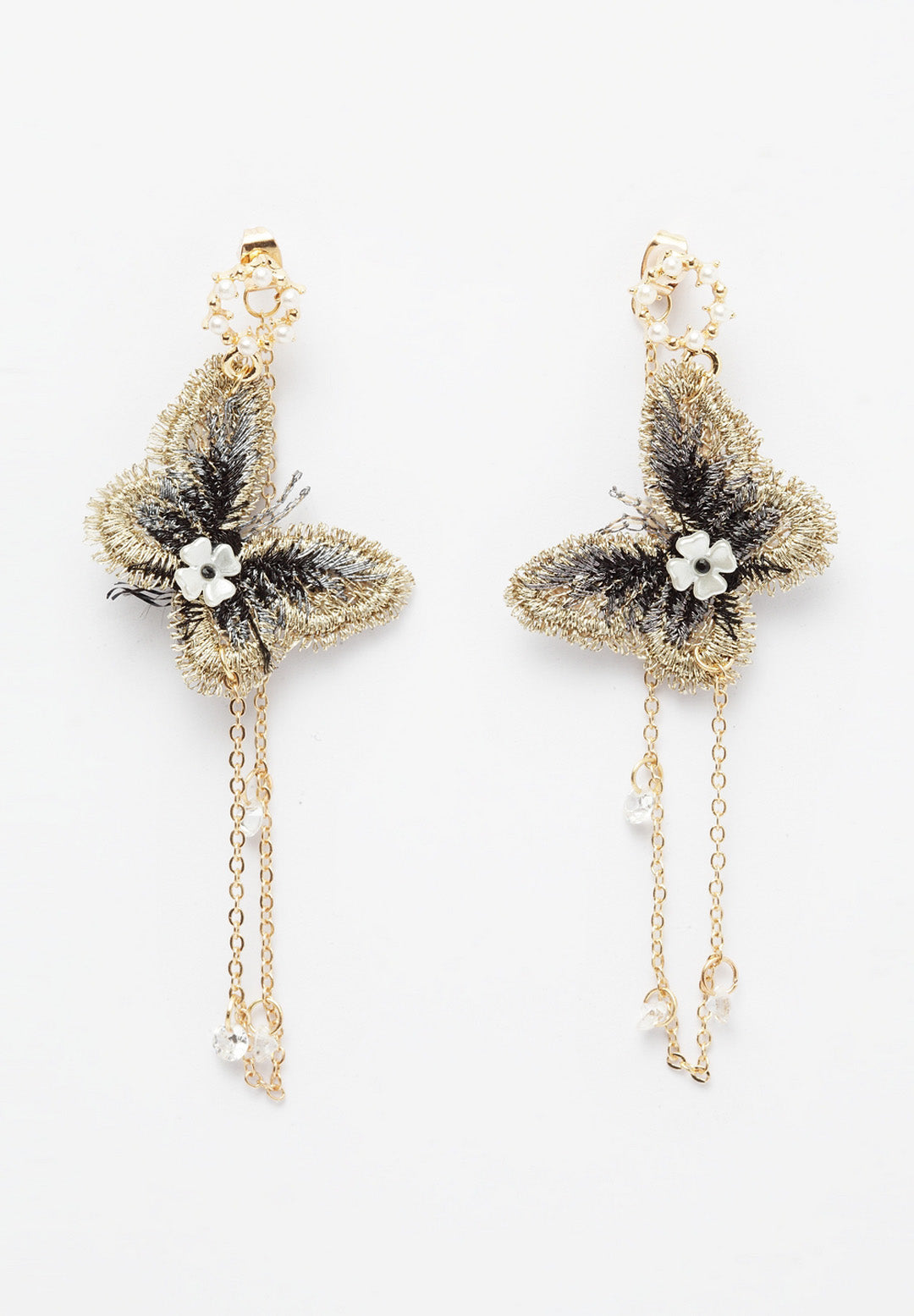 Avant-Garde Paris Quirky Crystal Butterfly Earrings