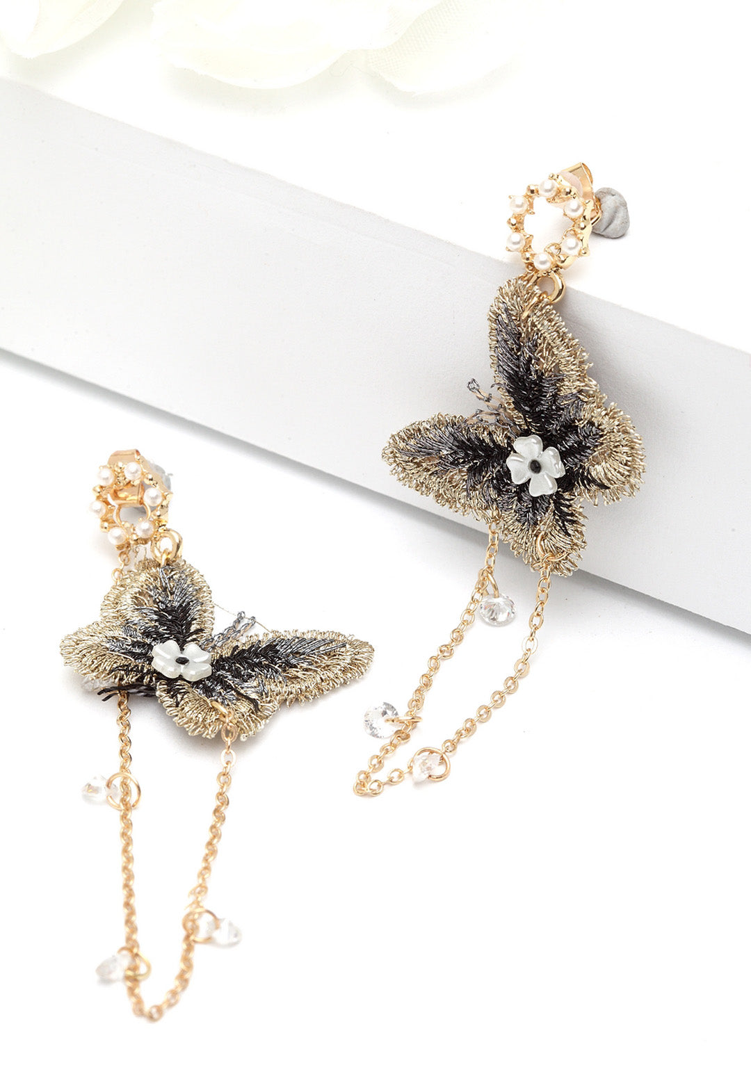 Avant-Garde Paris Quirky Crystal Butterfly Earrings