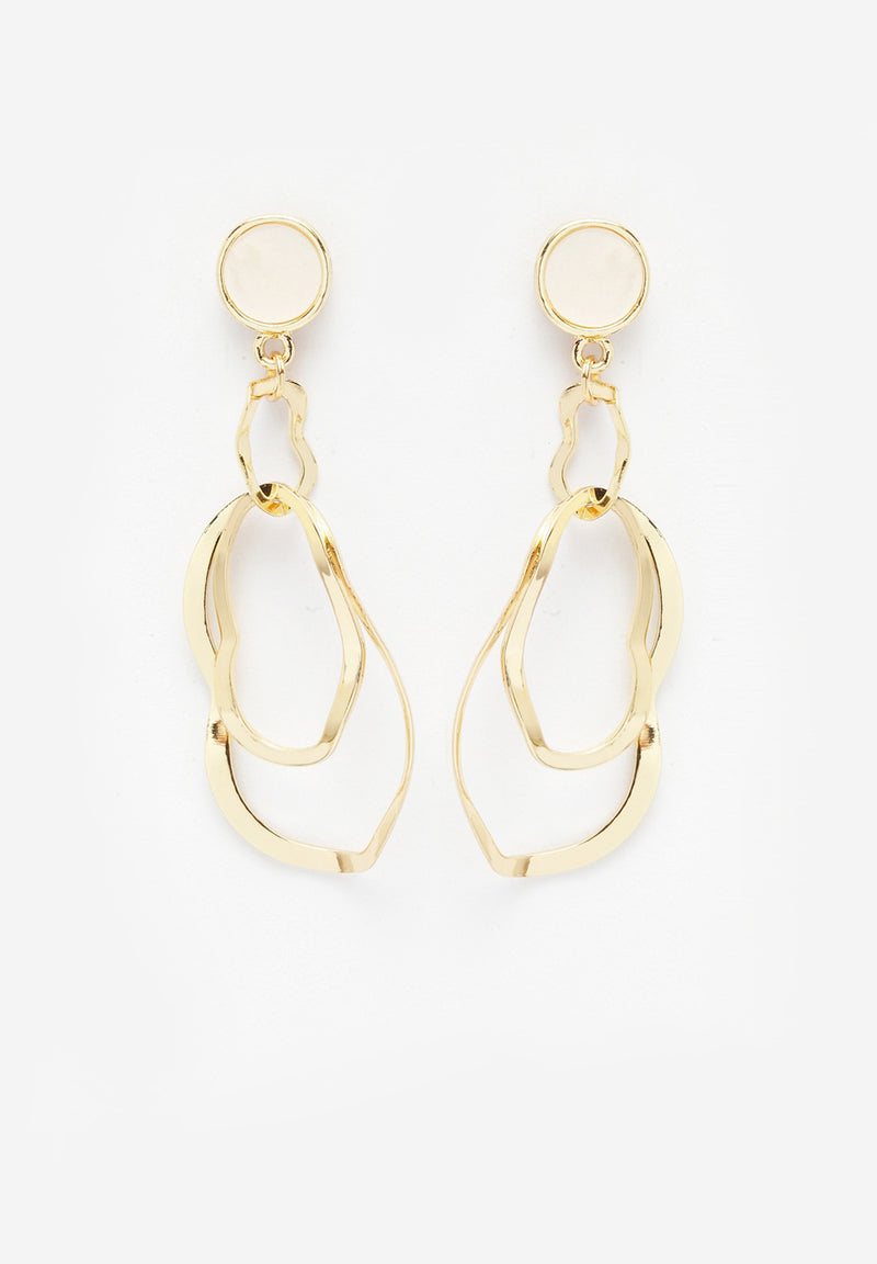 Sleek Gold-Plated Stone Earrings