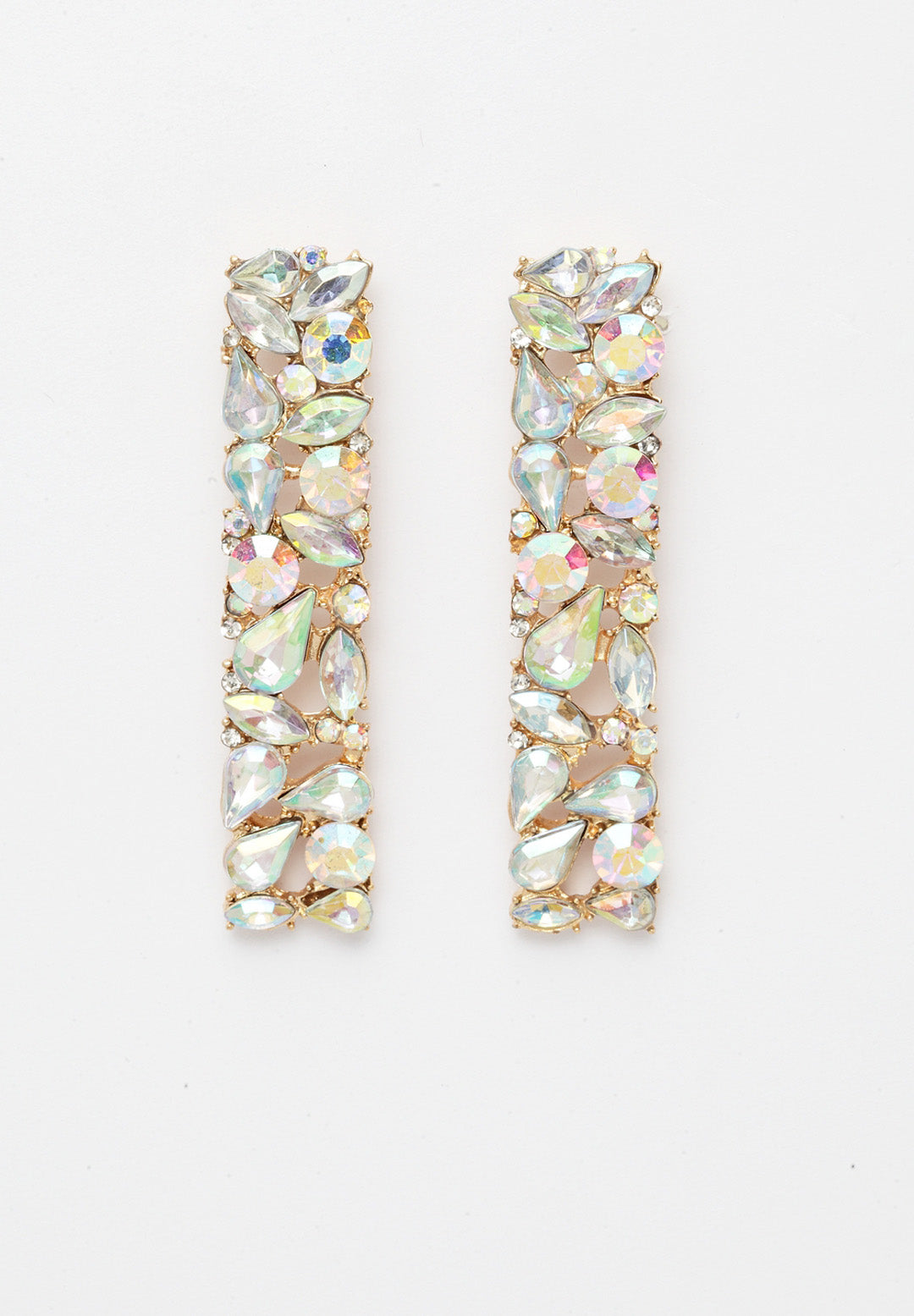 Avant-Garde Paris Contemporary Crystal Long Stud Earrings