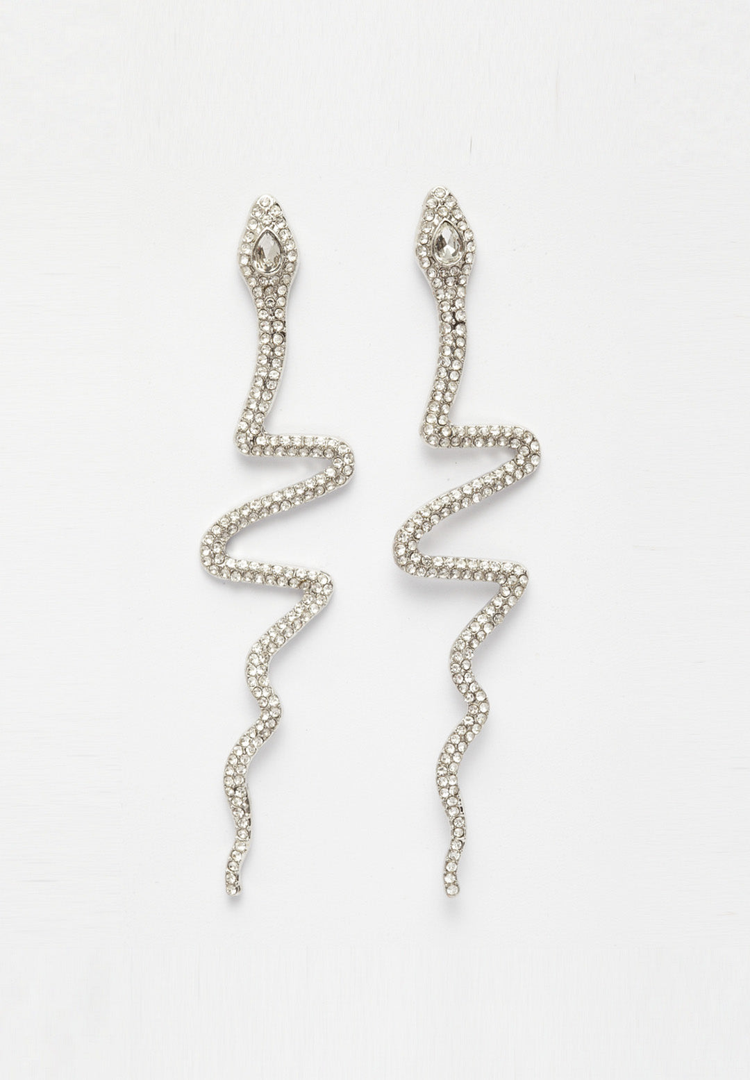 Avant-Garde Paris Sleek Serpent Crystal Earrings
