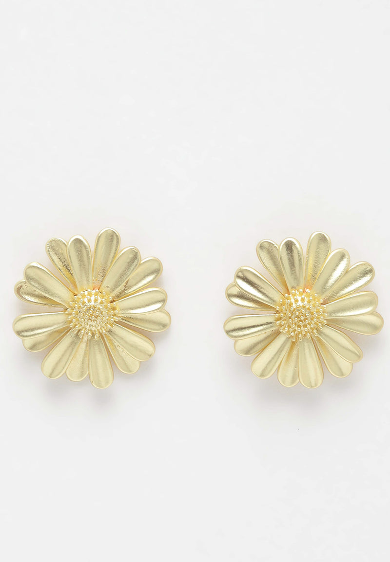 Boucles d'oreilles à tige florales dorées