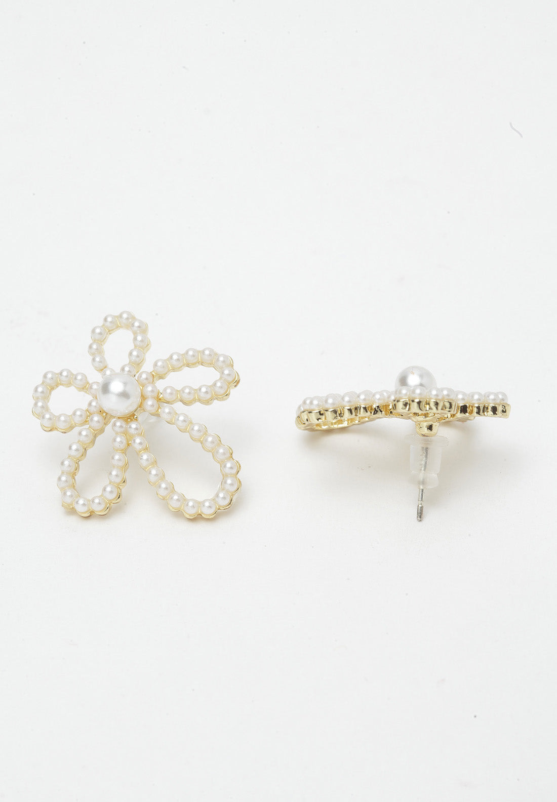 Avant-Garde Paris Floral Pearl Stud Earrings