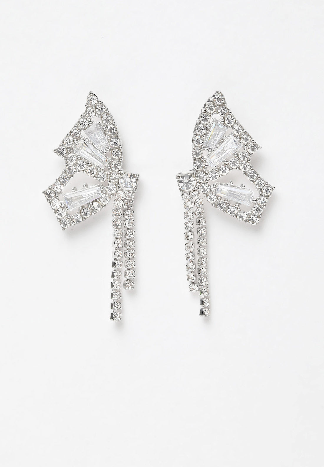 Avant-Garde Paris White Butterfly Crystal Stud Earrings
