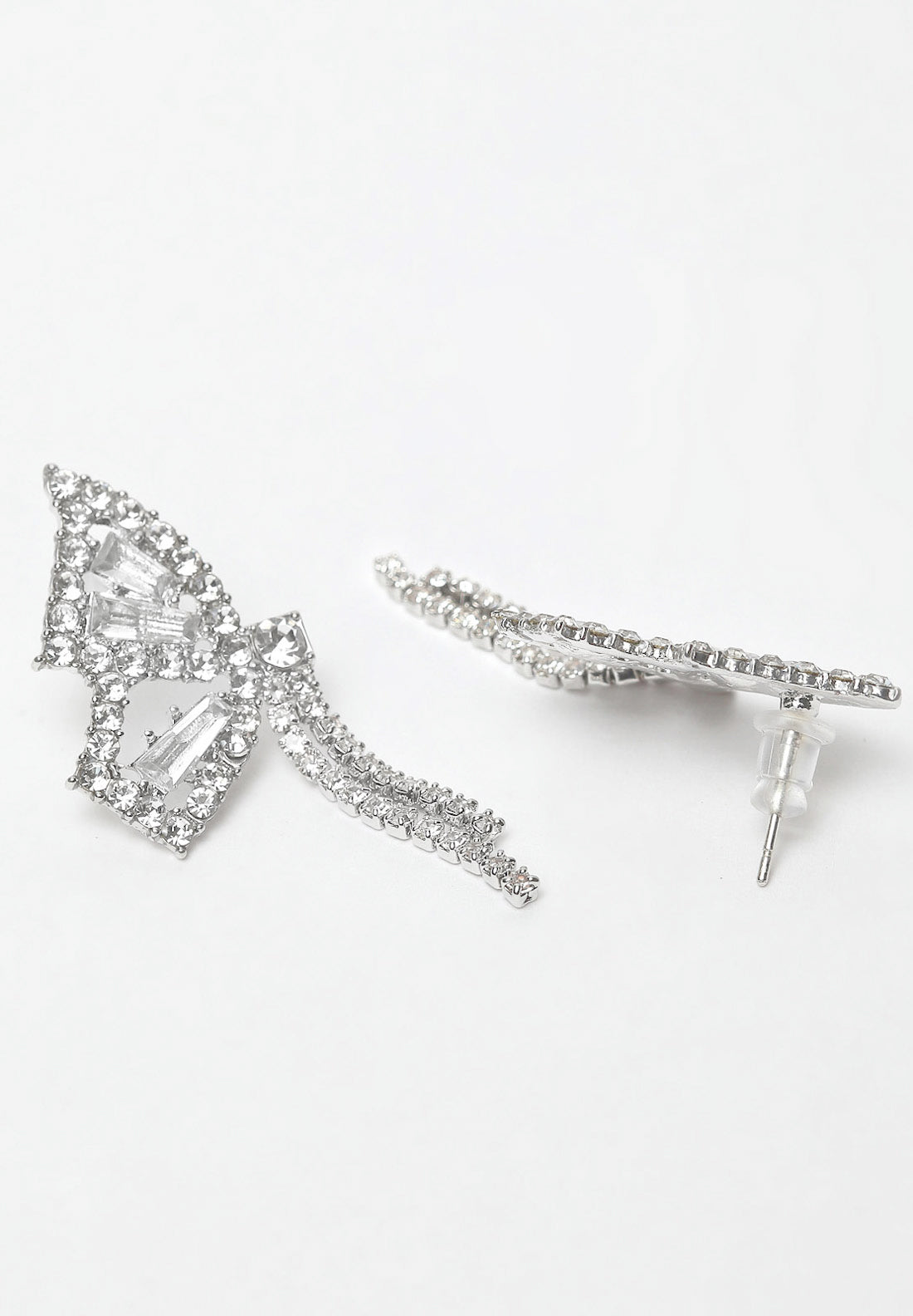 White Butterfly Crystal Stud Earrings