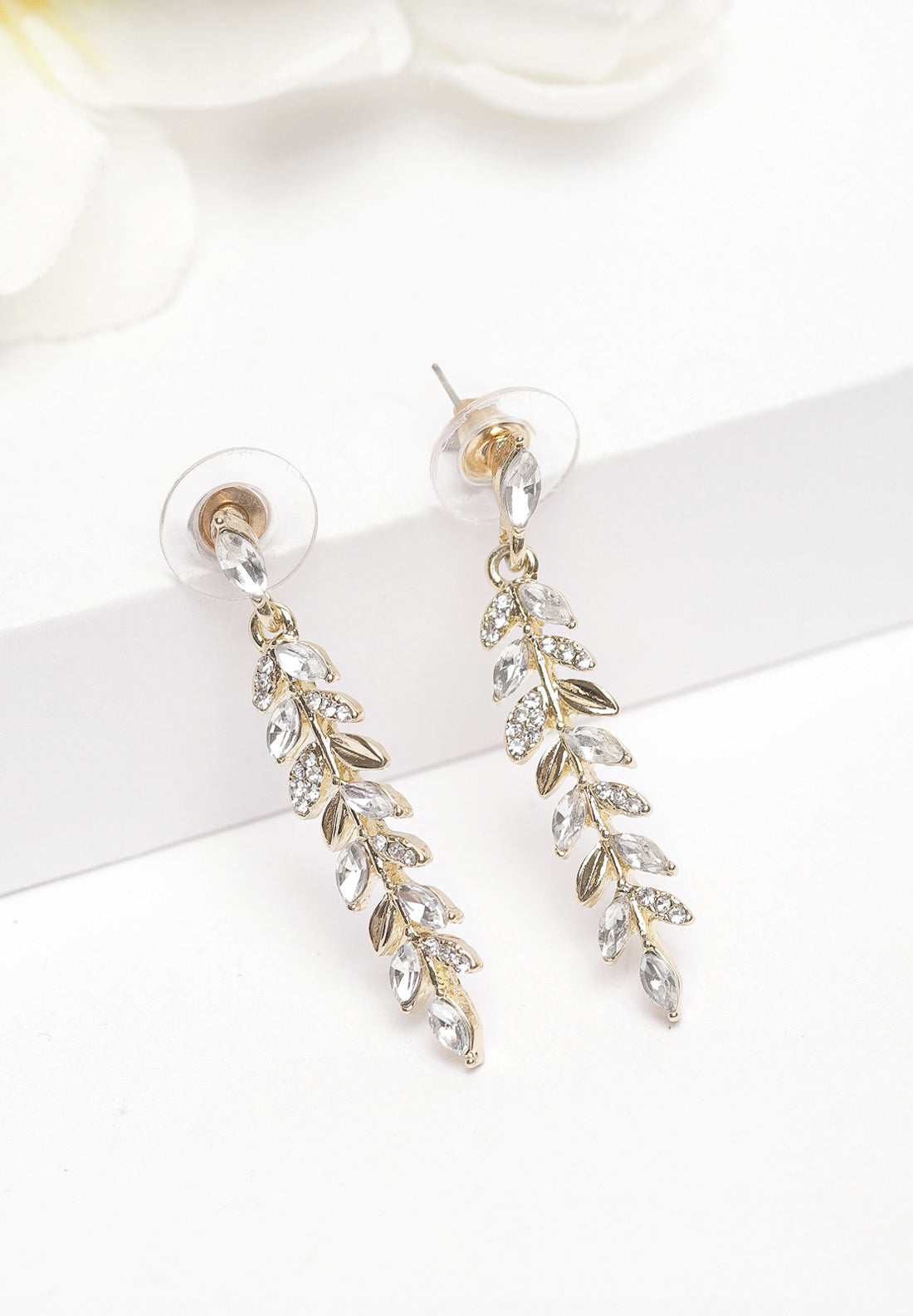 Avant-Garde Paris Gold Leaf Crystal Hanging Earrings