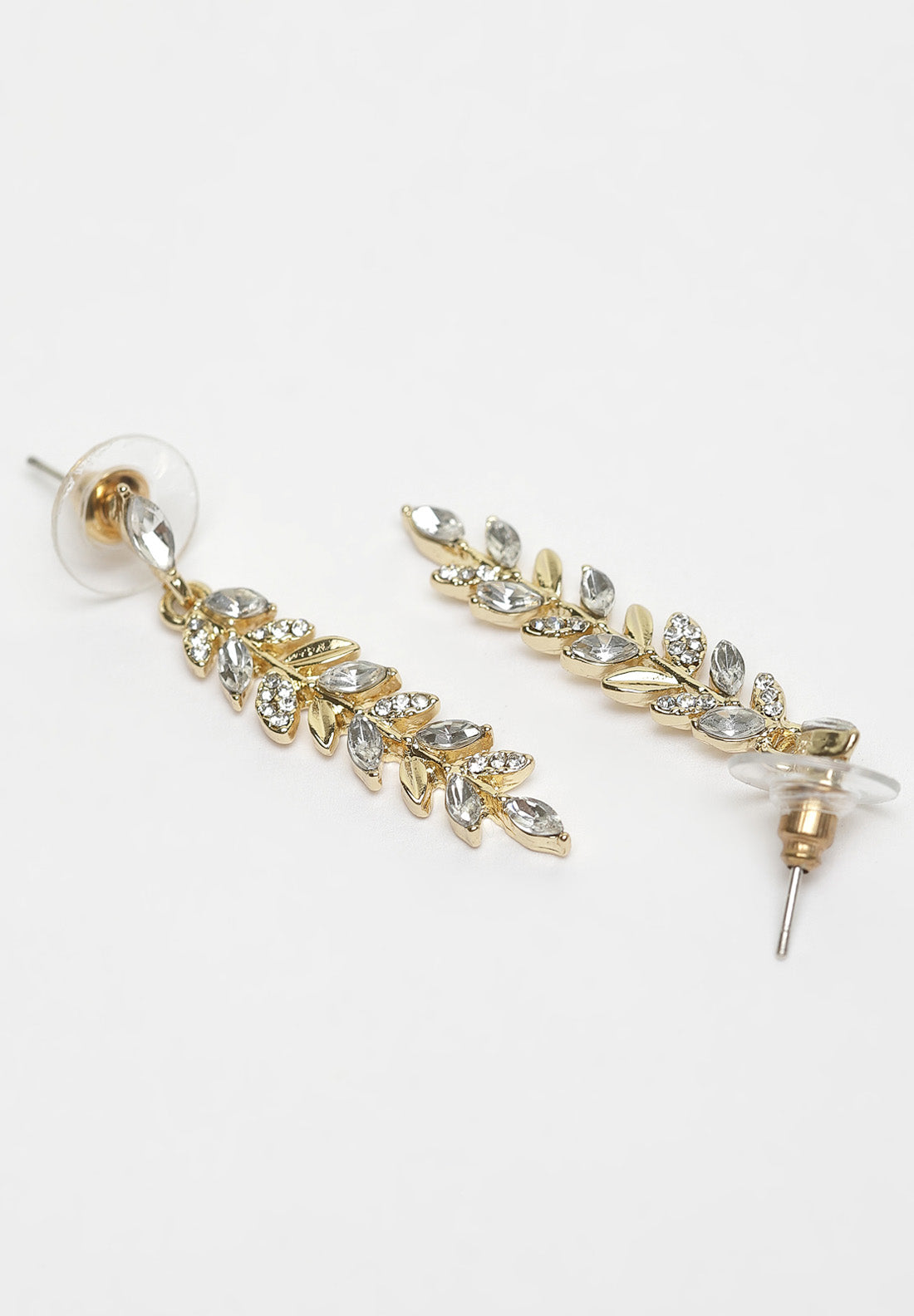 Boucles d'oreilles pendantes en cristal de feuille d'or