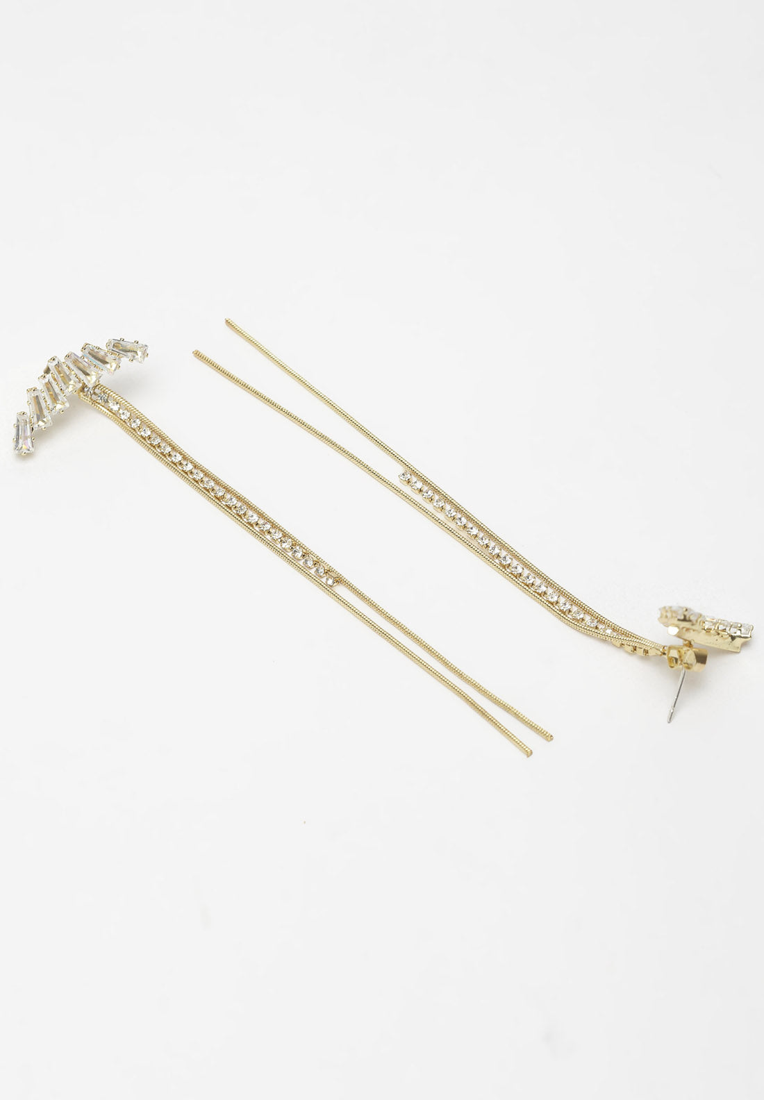 Avant-Garde Paris Gold Crystal Long Hanging Earrings
