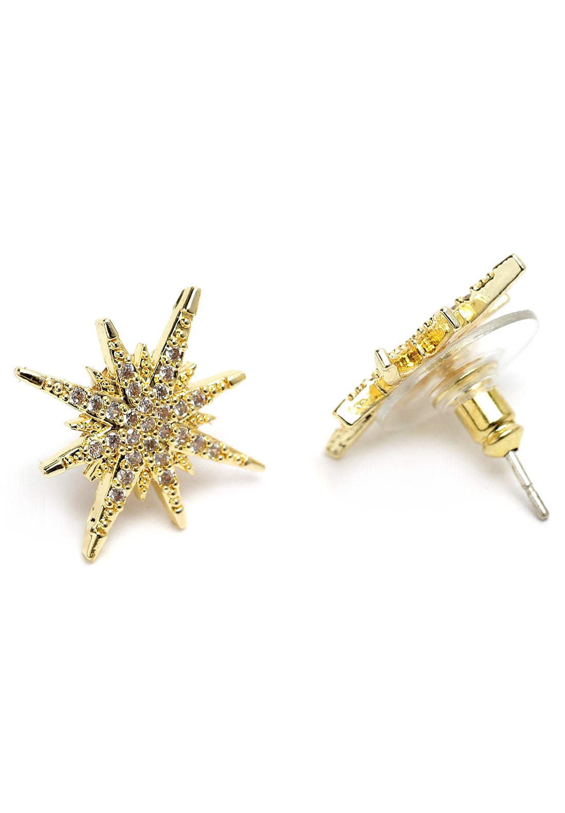 Gold Star Crystal Stud Earrings