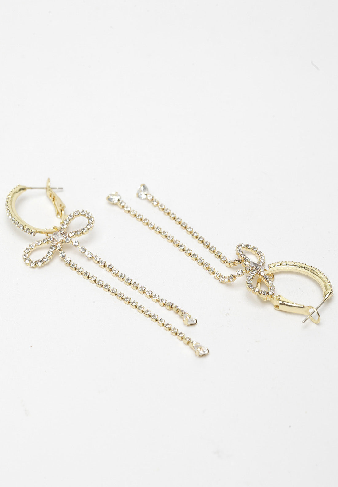 Avant-Garde Paris Bow Crystal Long Hanging Earrings