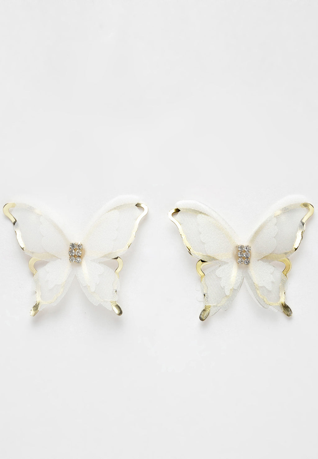 Avant-Garde Paris Gold & White Butterfly Crystal Stud Earrings