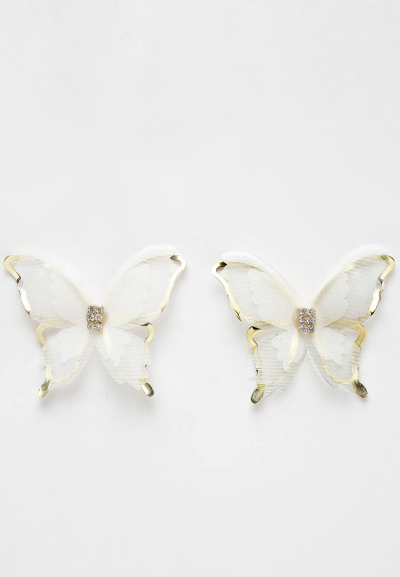 Guld & vit Butterfly Crystal Stud örhängen