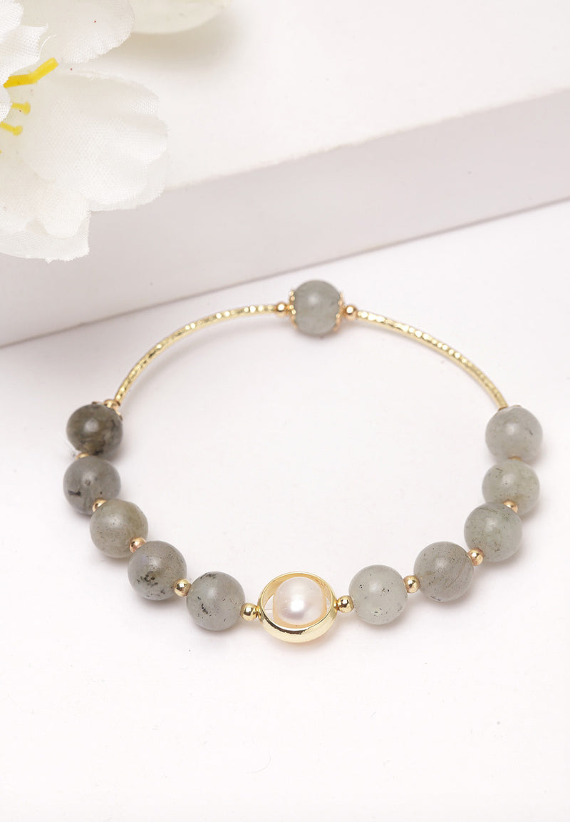 Gold & Grey Stone Bracelet
