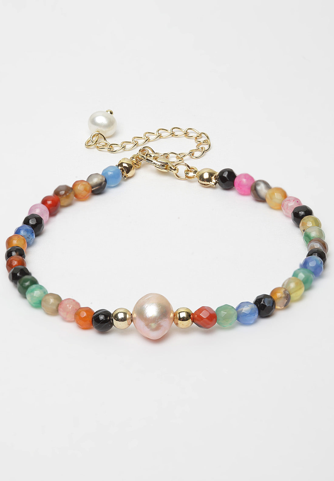 Multi-colored Stones Pearl Bracelet