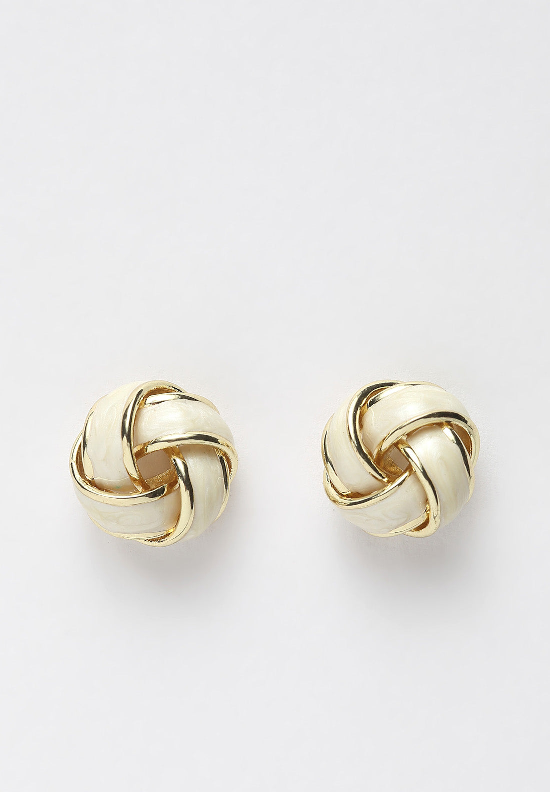 Avant-Garde Paris Gold & White Round Stud Earrings
