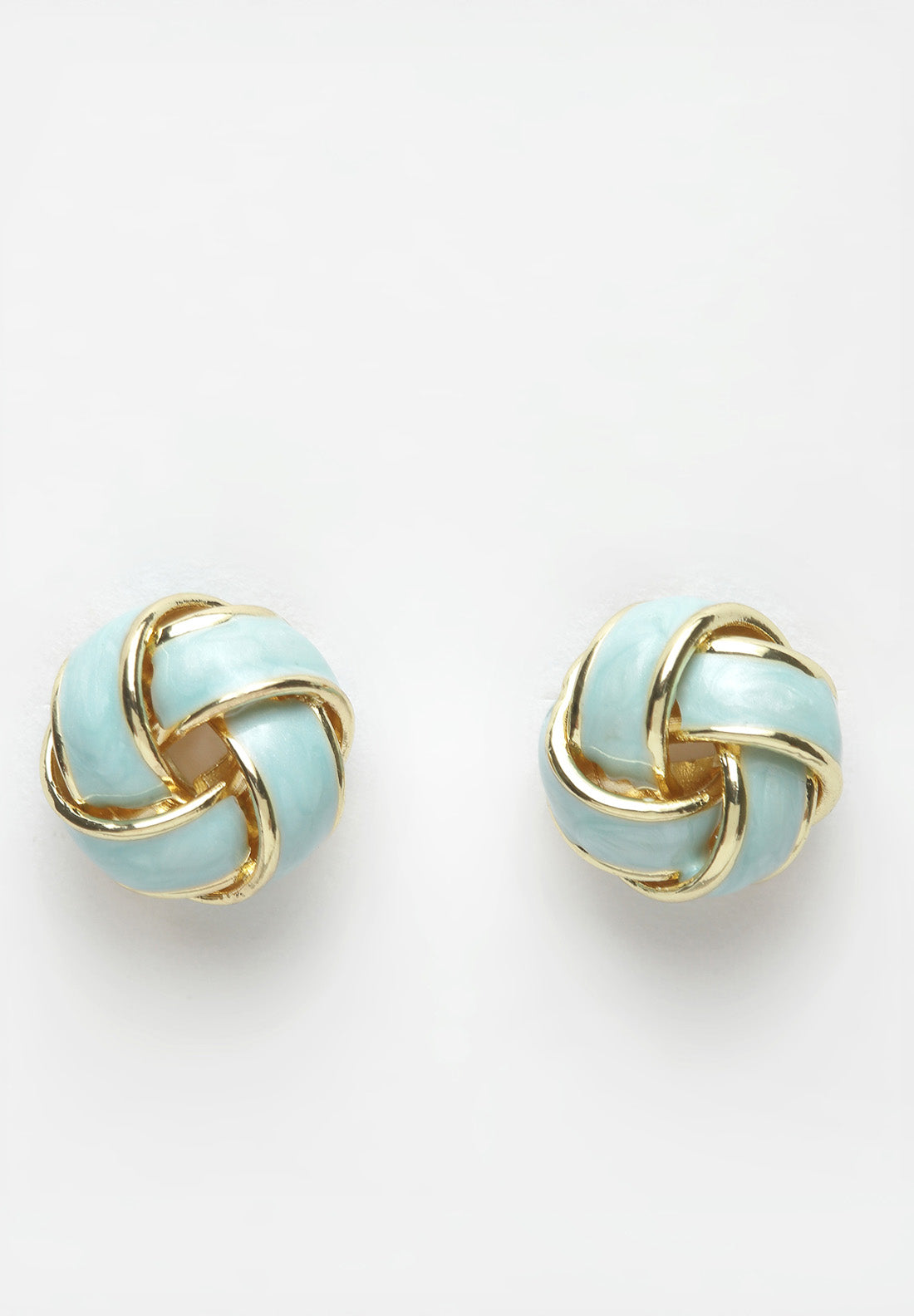 Gold & Blue Round Stud Earrings