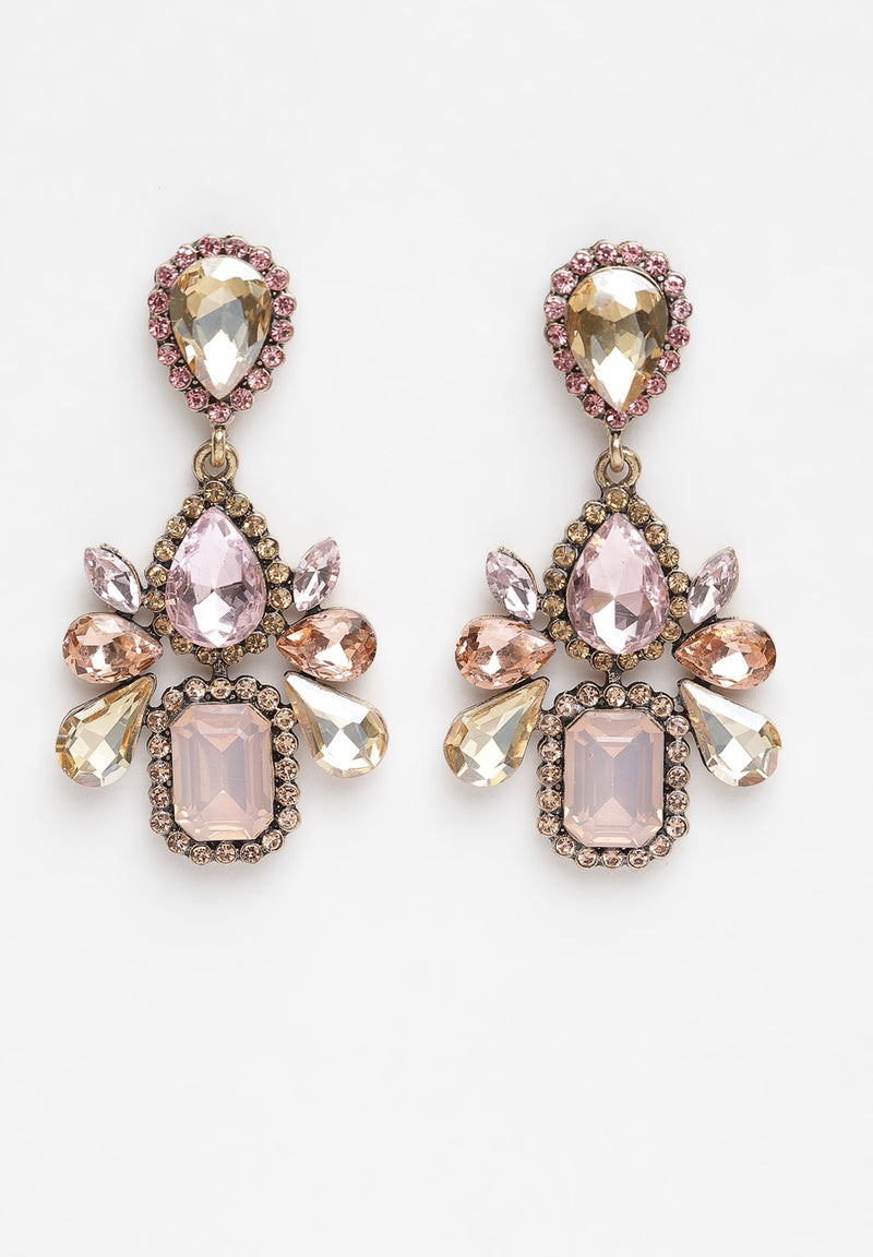 Boucles d'oreilles pendantes en cristal rose