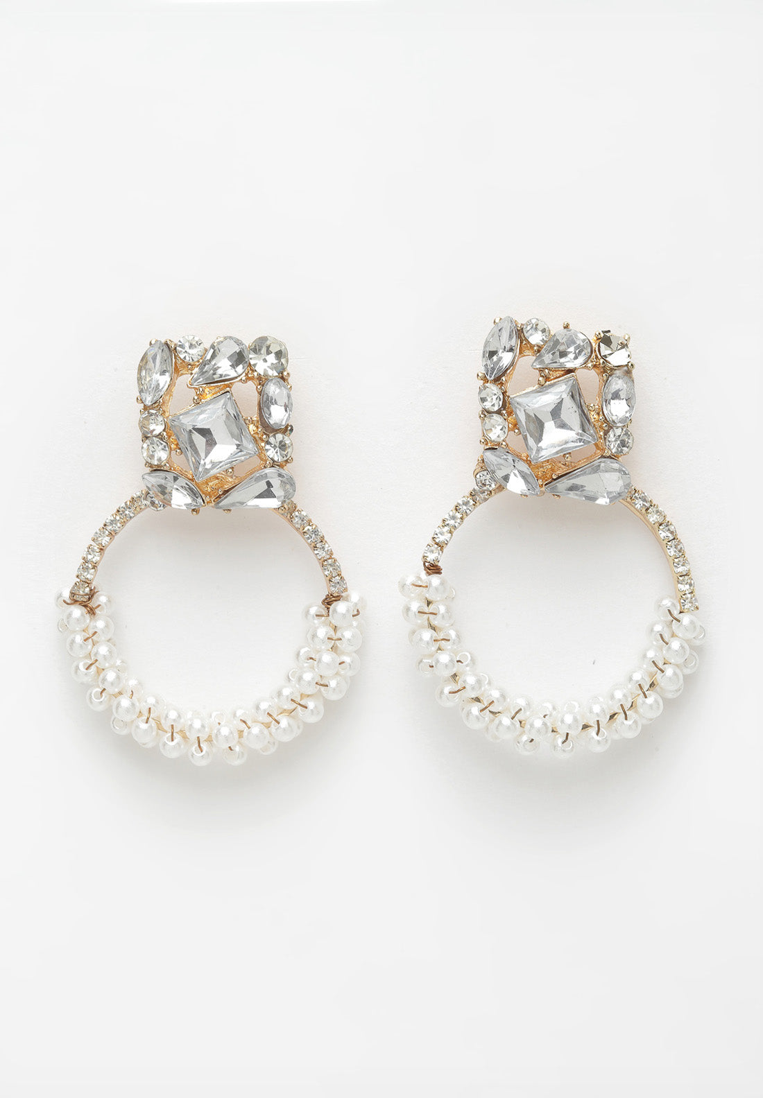 White Round Pearl Earrings