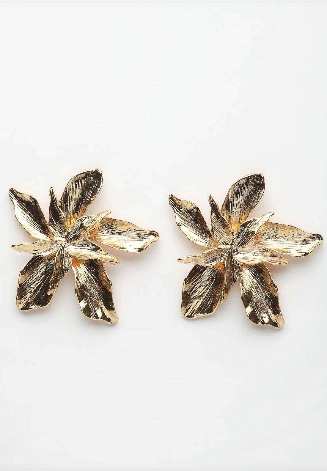 Metallic Gold Floral Stud Earrings