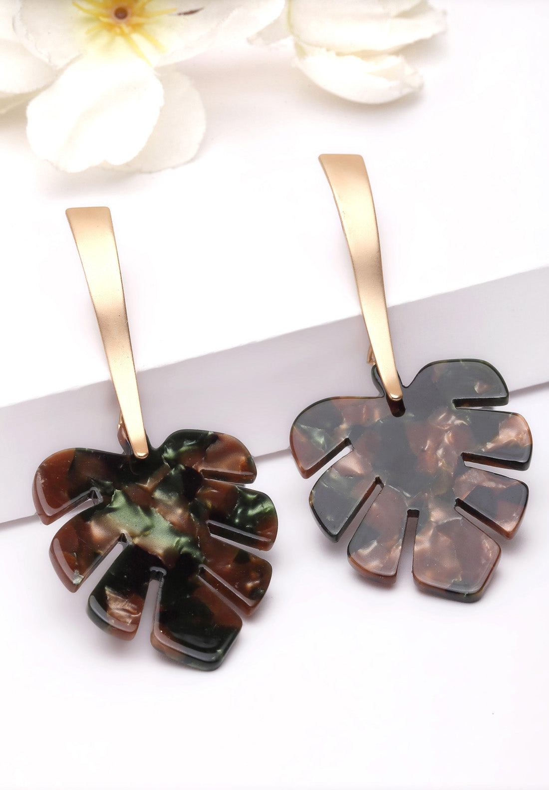 Multi-colored leaf Metallic Earrings