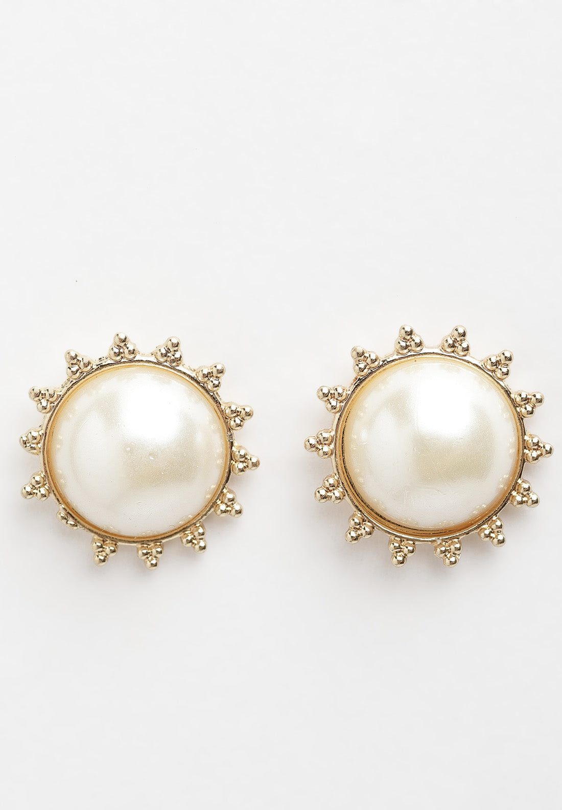 Avant-Garde Paris Gold Round Pearl Stud Earrings
