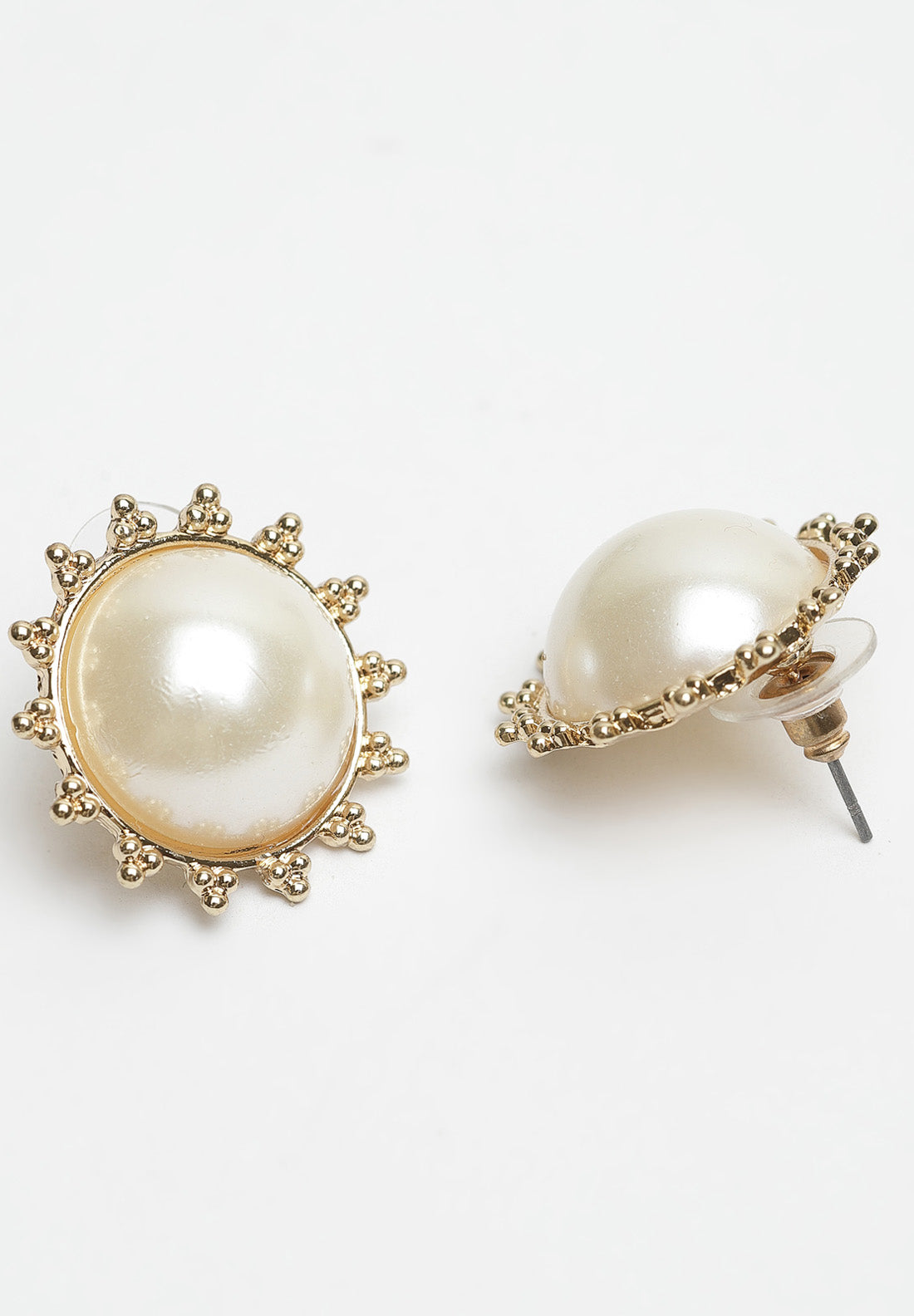 Avant-Garde Paris Gold Round Pearl Stud Earrings