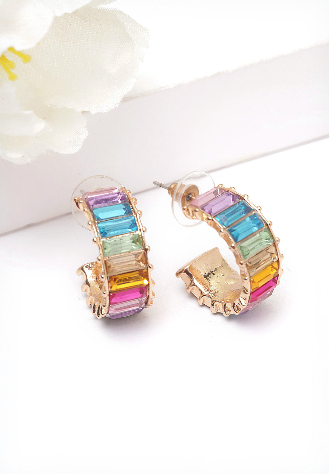 Boucles d'oreilles cristaux multicolores