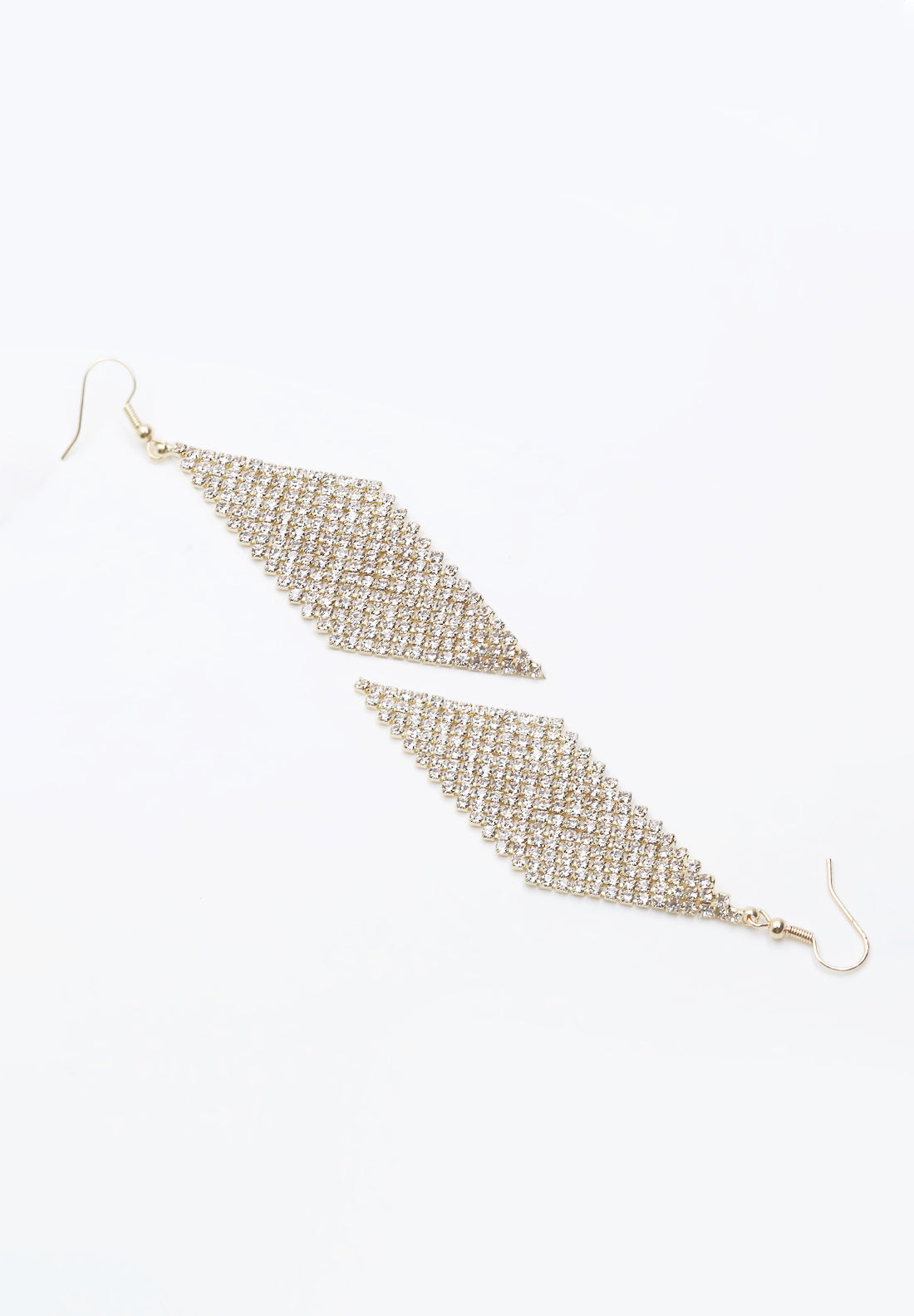 Avant-Garde Paris Gold Plated Long Bling Crystal Rhinestone Drop Earrings