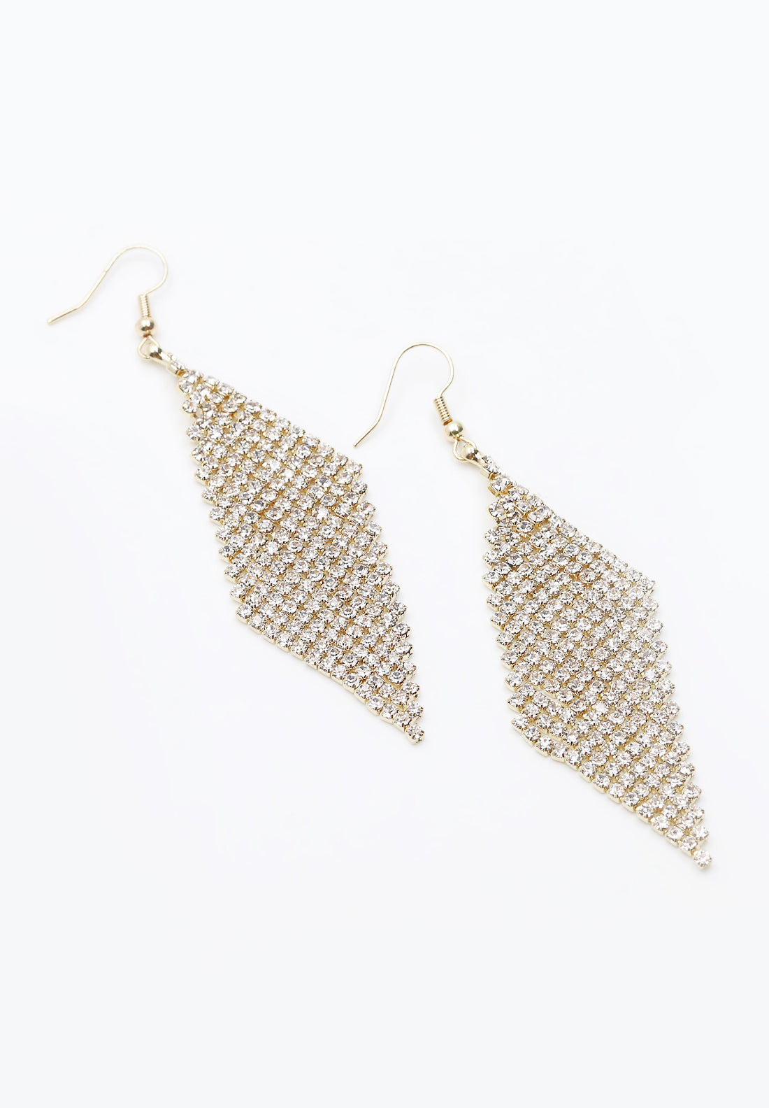 Avant-Garde Paris Gold Plated Long Bling Crystal Rhinestone Drop Earrings