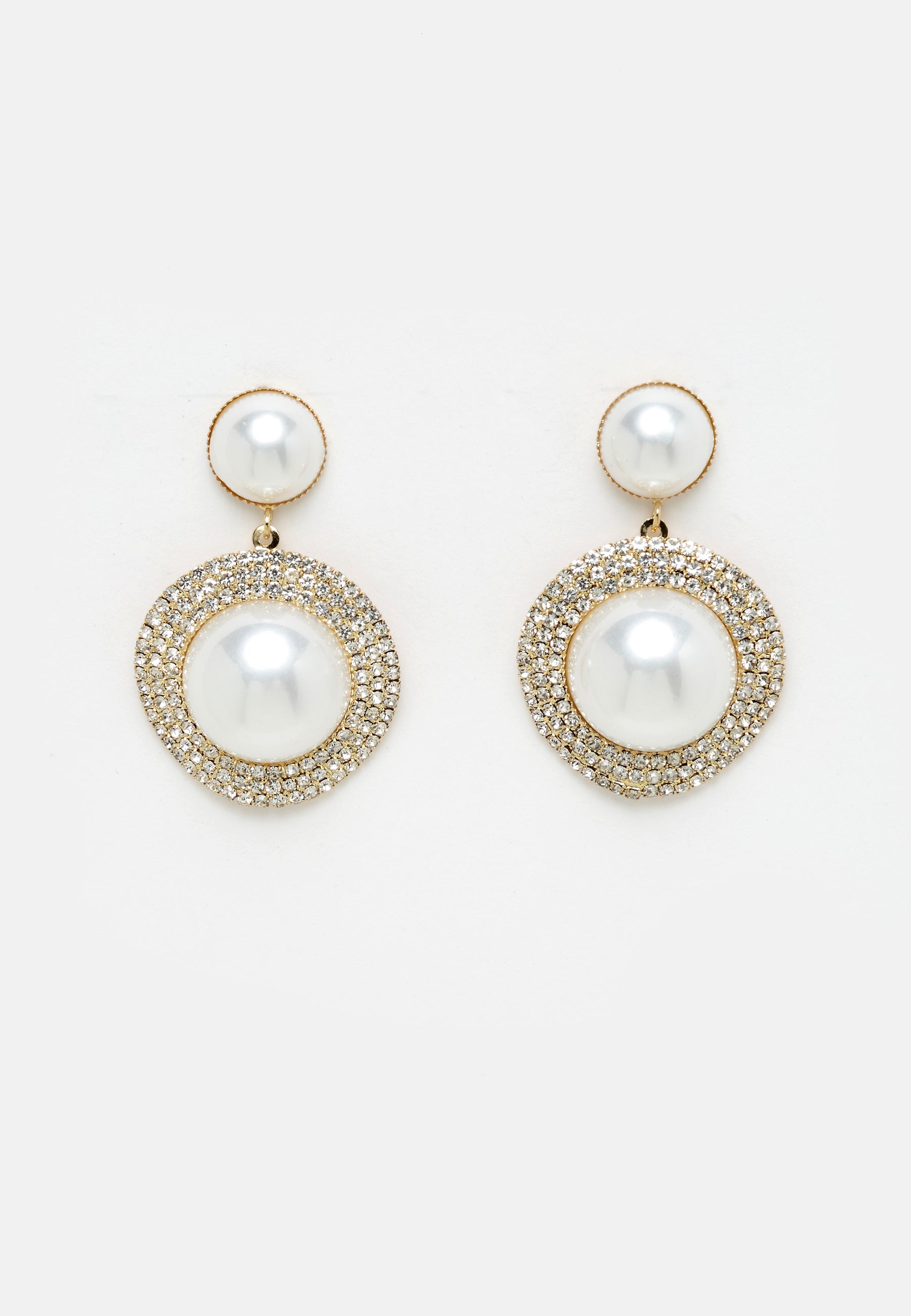 Avant-Garde Paris Elegant Crystals Studded Pearl Earrings