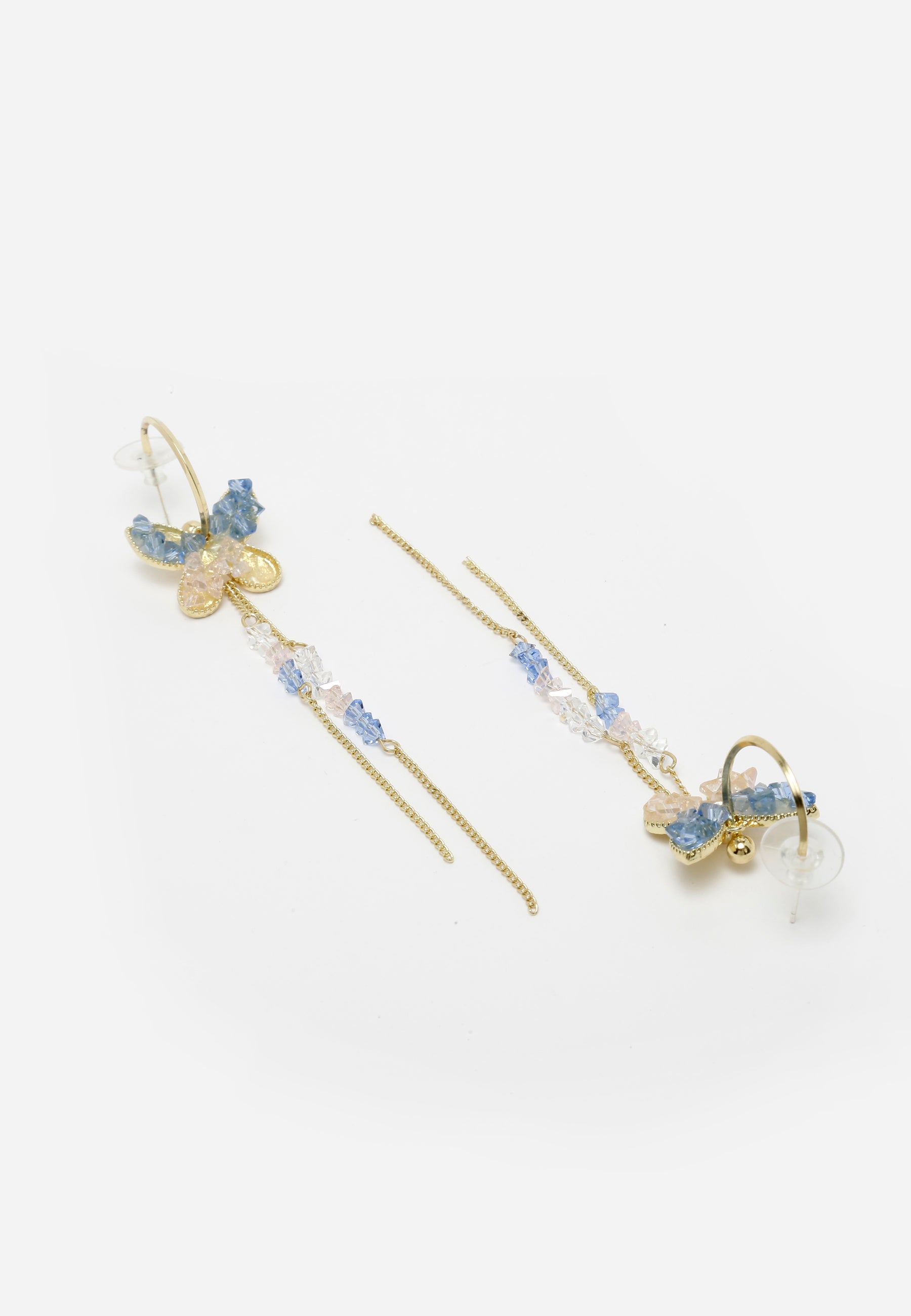 Hanging Butterfly Earrings in Blue