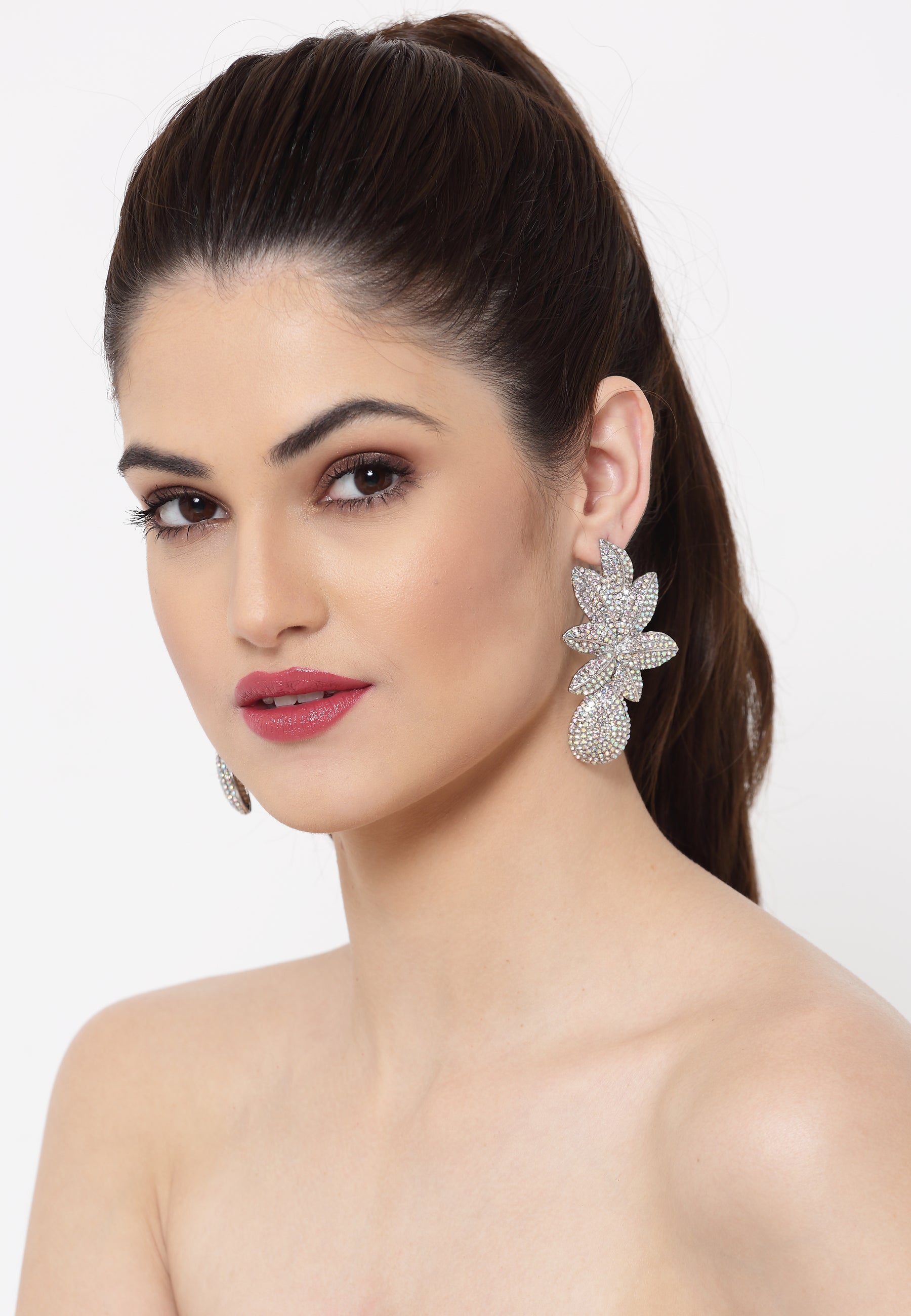 Luxury Crystallized Leaves Drop Earrings