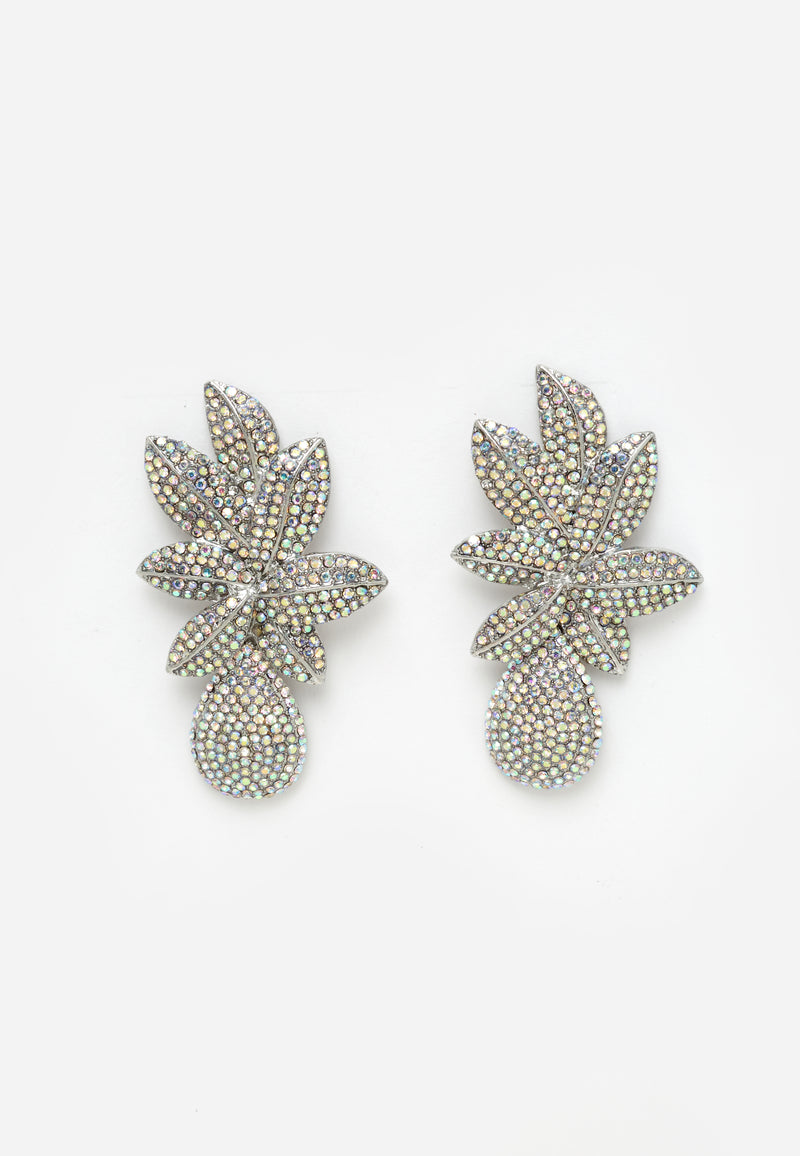 Avantgardistische Pariser Luxus-Tropfenohrringe mit kristallisierten Blättern