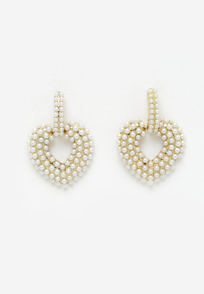 Avant-Garde Paris Pendants d'oreilles en forme de cœur avec perles