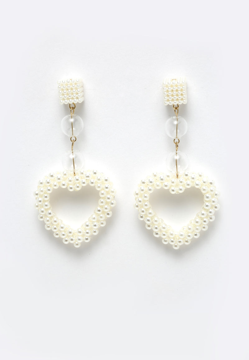 Avant-Garde Paris Pendants d'oreilles en forme de cœur avec perles