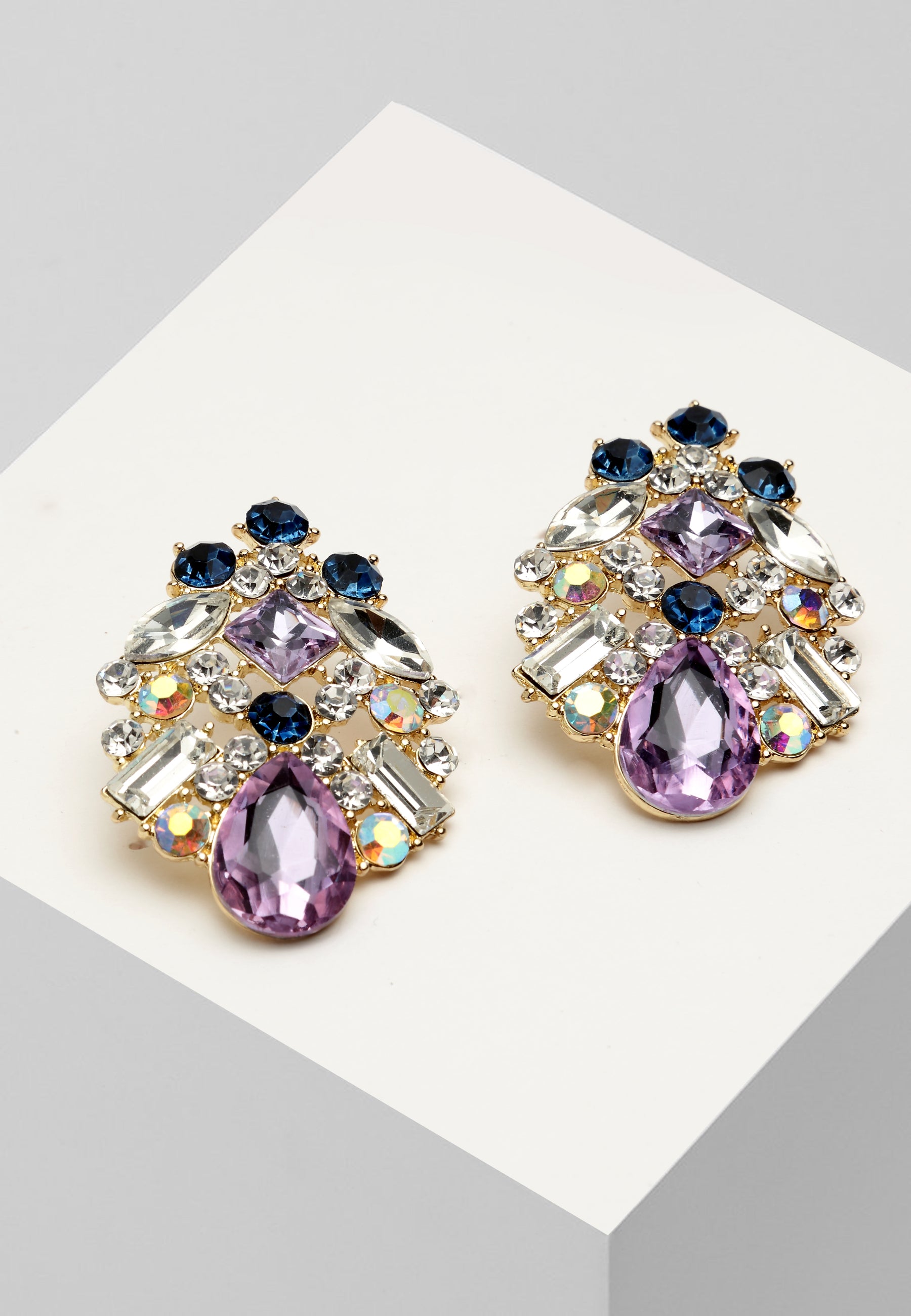 Purple Crystal Chandelier Earrings