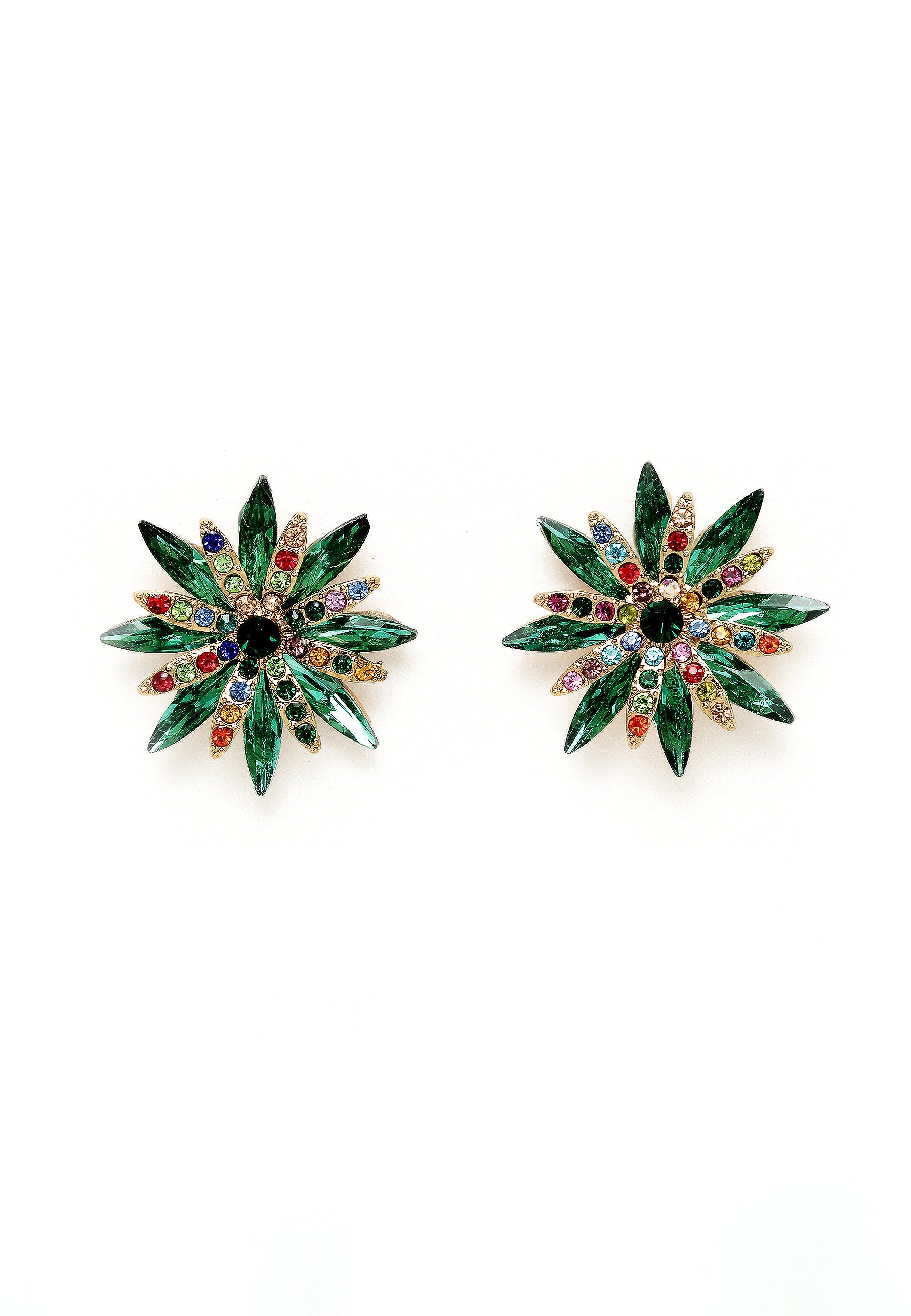 Avant-Garde Paris Luxury Floral Crystals Studs