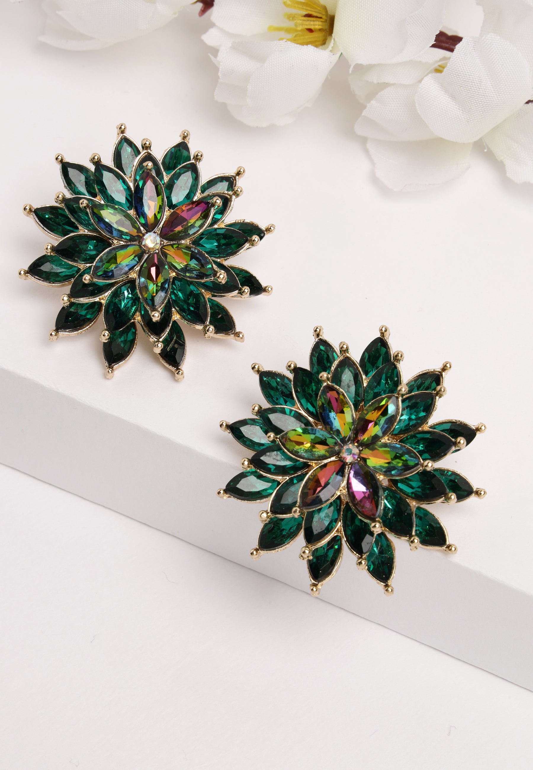 Marigold stud Earrings in green
