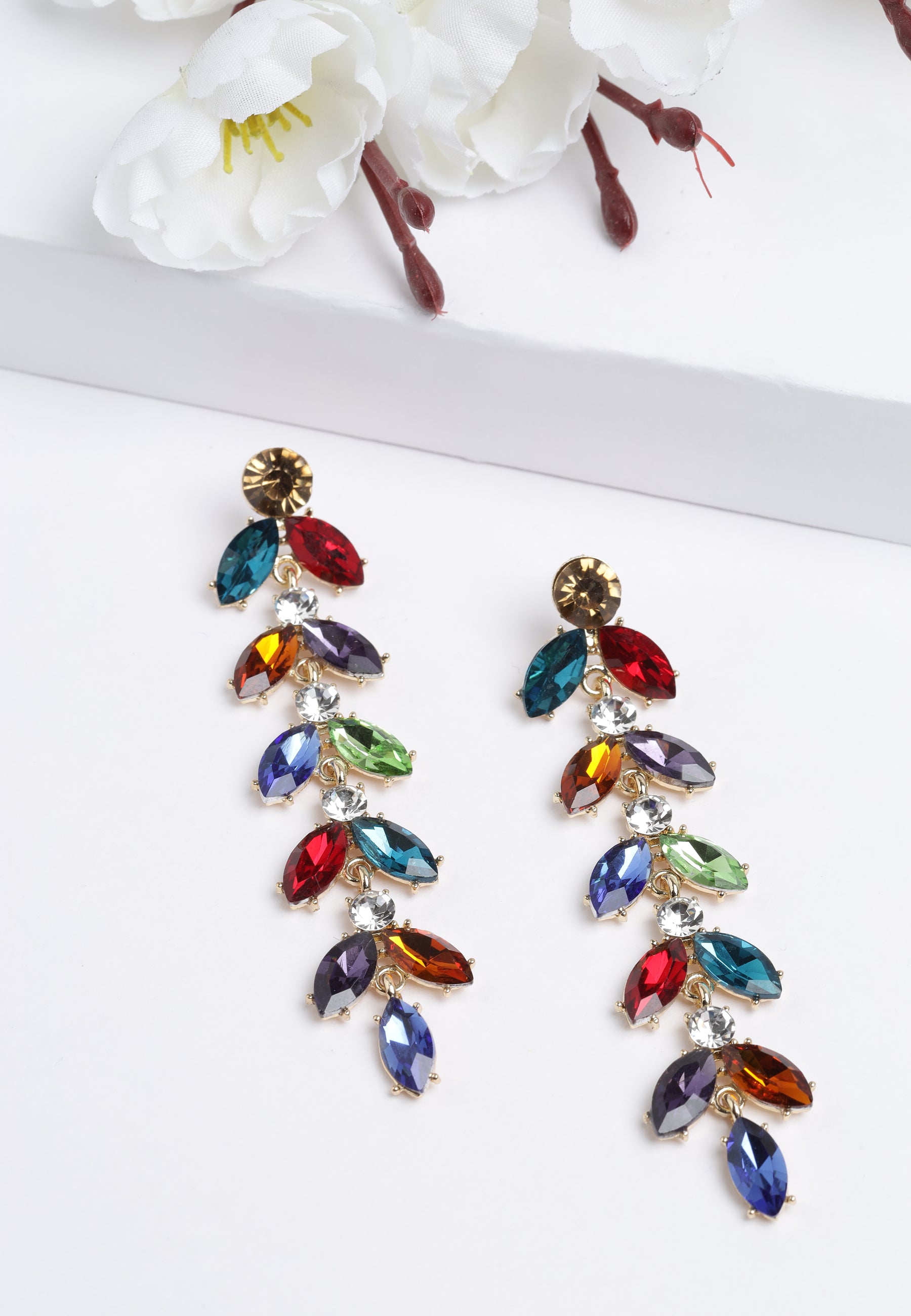 Avant-Garde Paris Crystal Leaf Drop Earrings