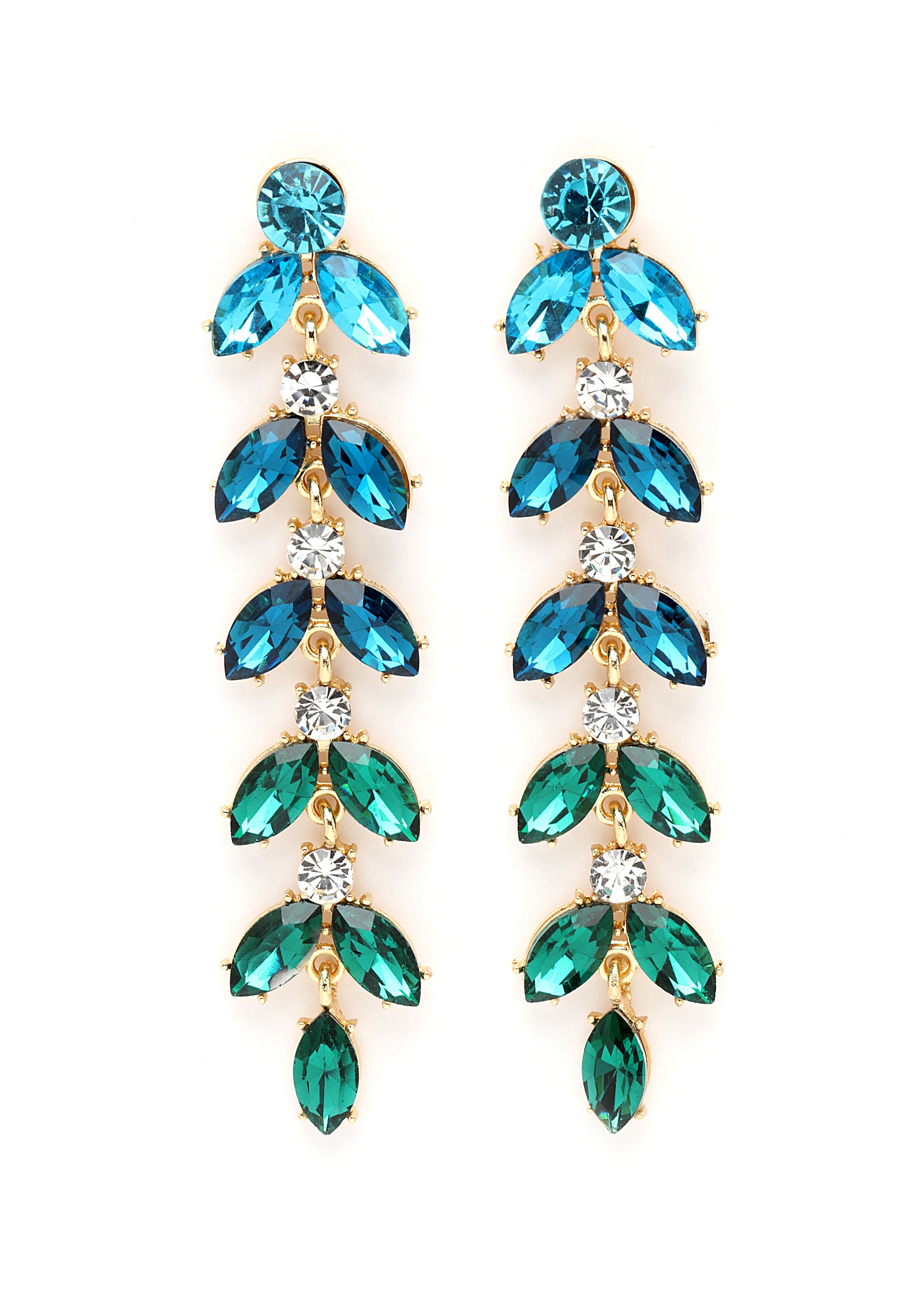 Crystal Leaf Drop Earrings