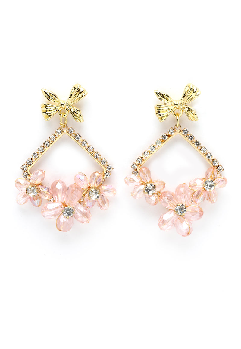 Boucles d'oreilles pendantes florales géométriques