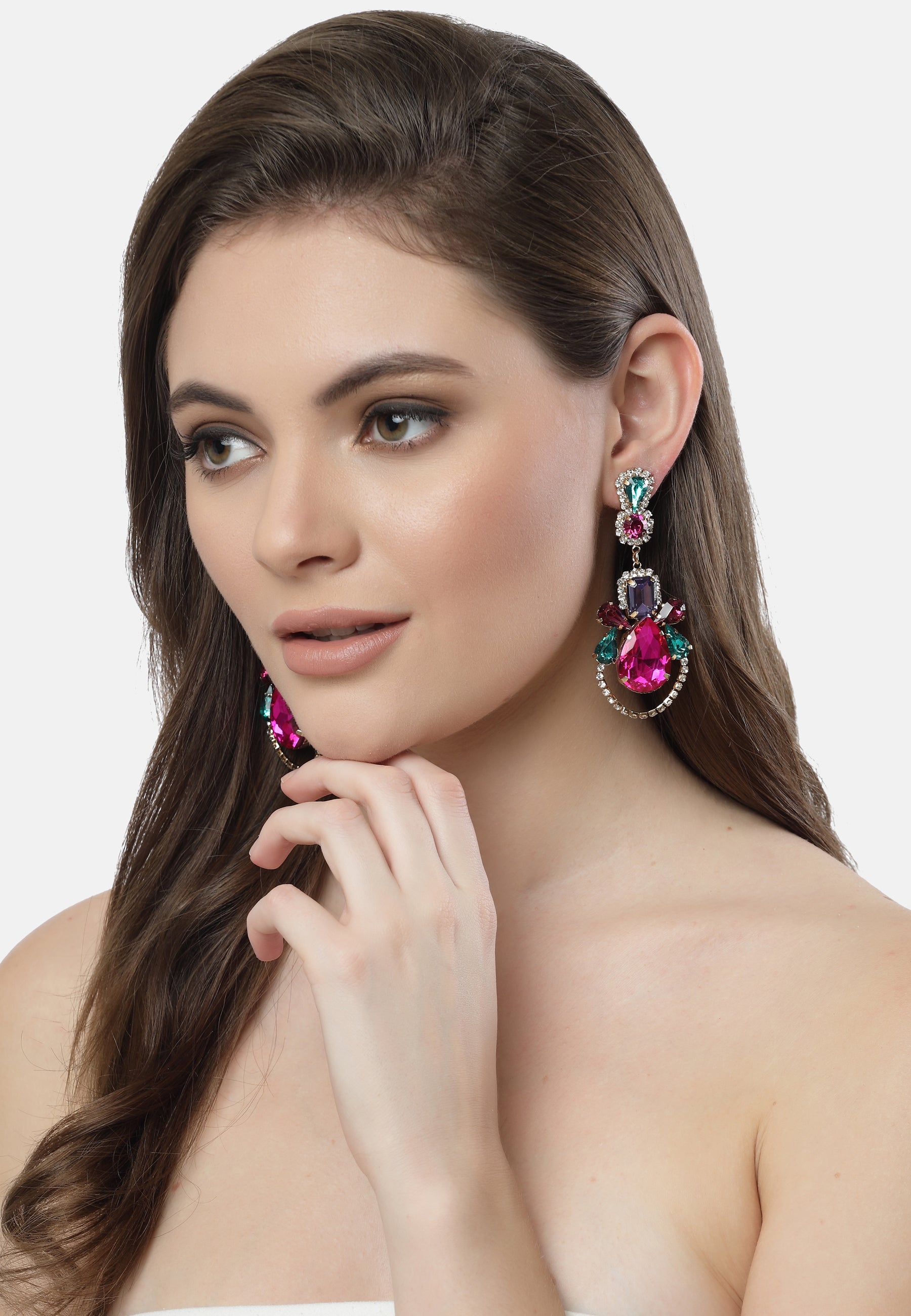 Elegant Crystals Studded Drop Earrings