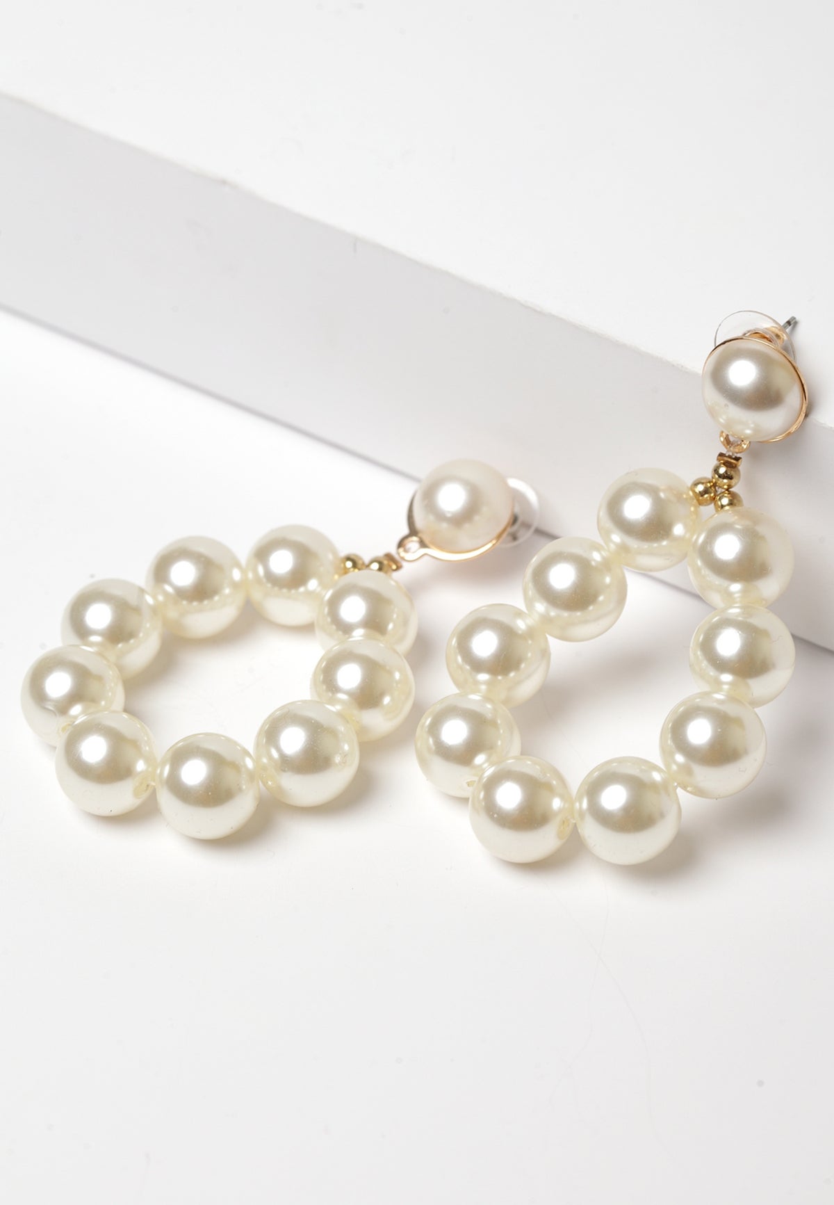 Geometric Pearl Hanging Earrings